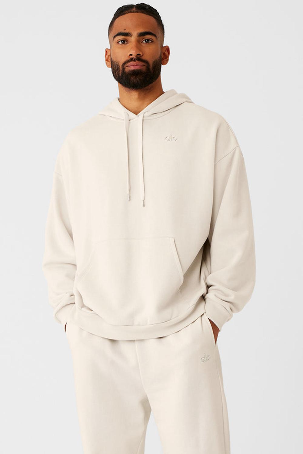 Alo Yoga Accolade Uomo Felpa con Cappuccio Bone | Italia  MKR-697385