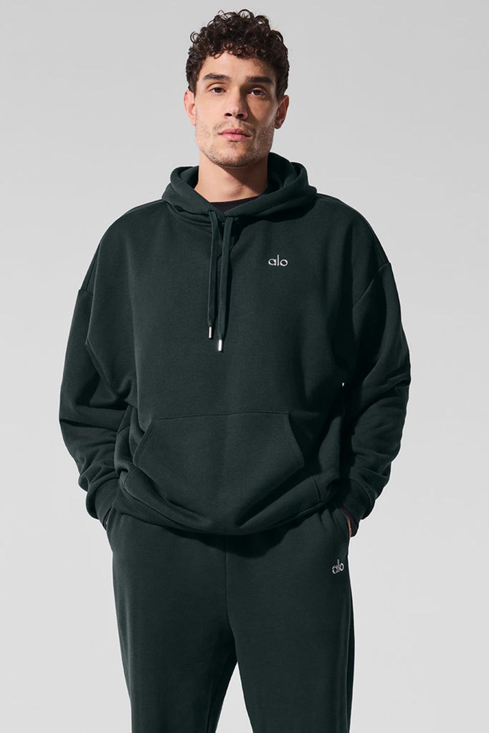 Alo Yoga Accolade Uomo Felpa con Cappuccio Verdi | Italia  WKL-713258