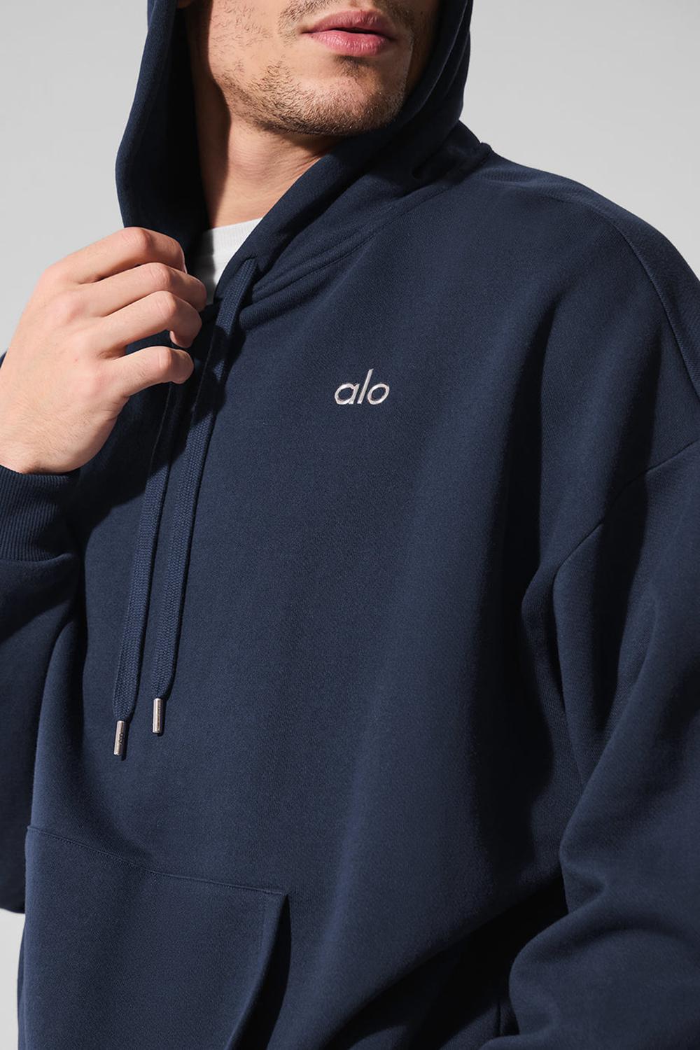 Alo Yoga Accolade Uomo Felpa con Cappuccio Blu Marino | Italia  IXO-201783