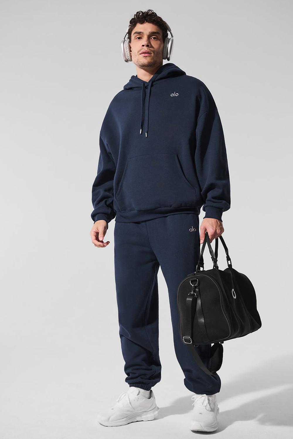 Alo Yoga Accolade Uomo Felpa con Cappuccio Blu Marino | Italia  IXO-201783
