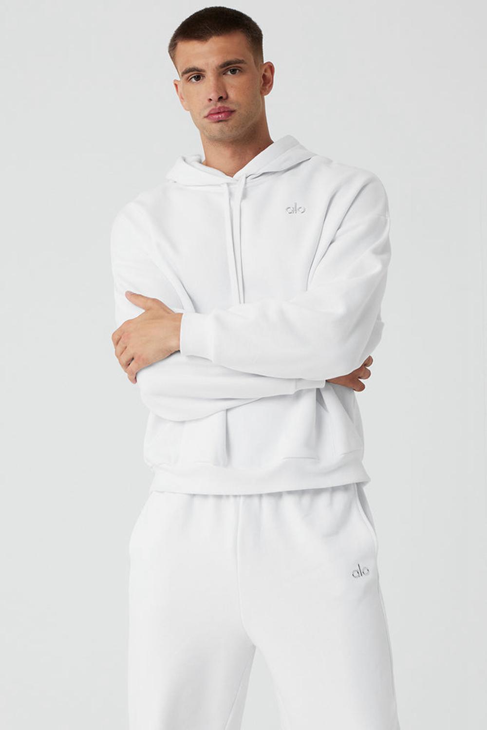 Alo Yoga Accolade Uomo Felpa con Cappuccio Bianche | Italia  WXP-506392