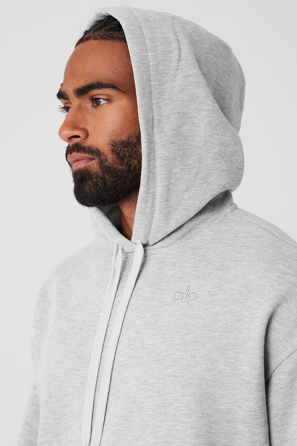 Alo Yoga Accolade Uomo Felpa con Cappuccio Grigie | Italia  QUS-840239