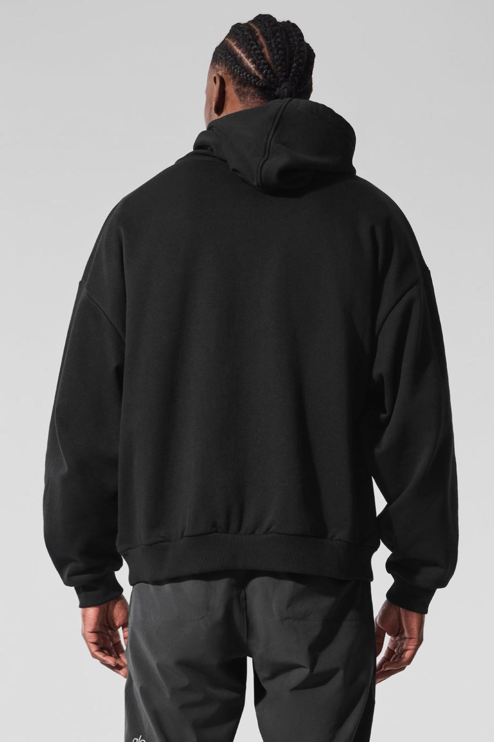 Alo Yoga Accolade Uomo Felpa con Cappuccio Nere | Italia  PLC-968135
