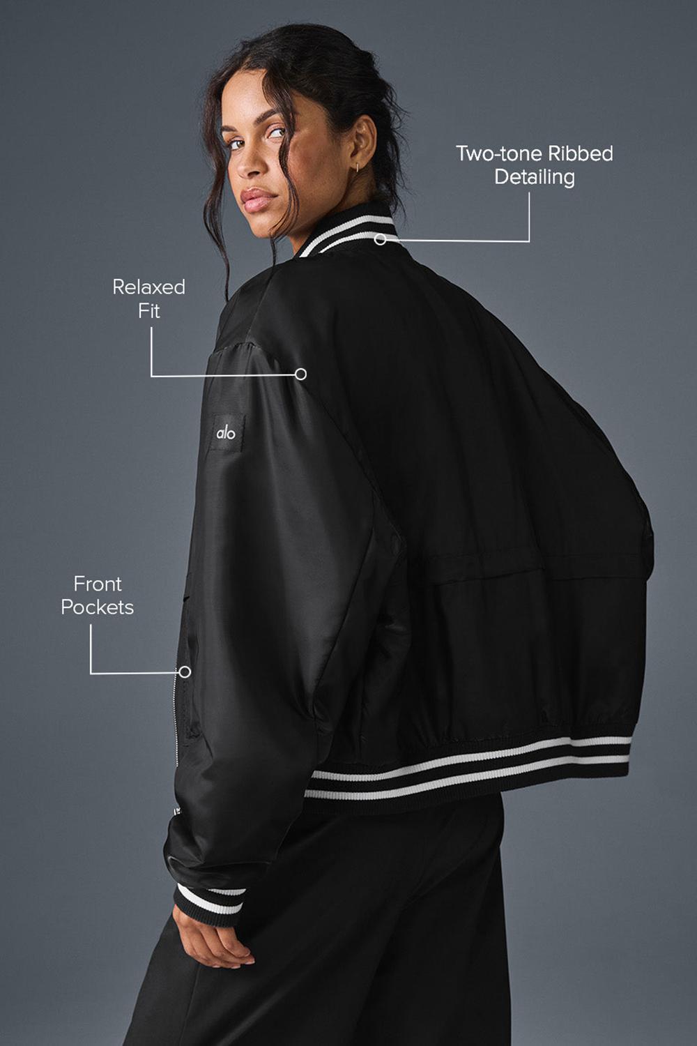 Alo Yoga Afterglow Varsity Donna Giacca Nere | Italia  PIW-697432