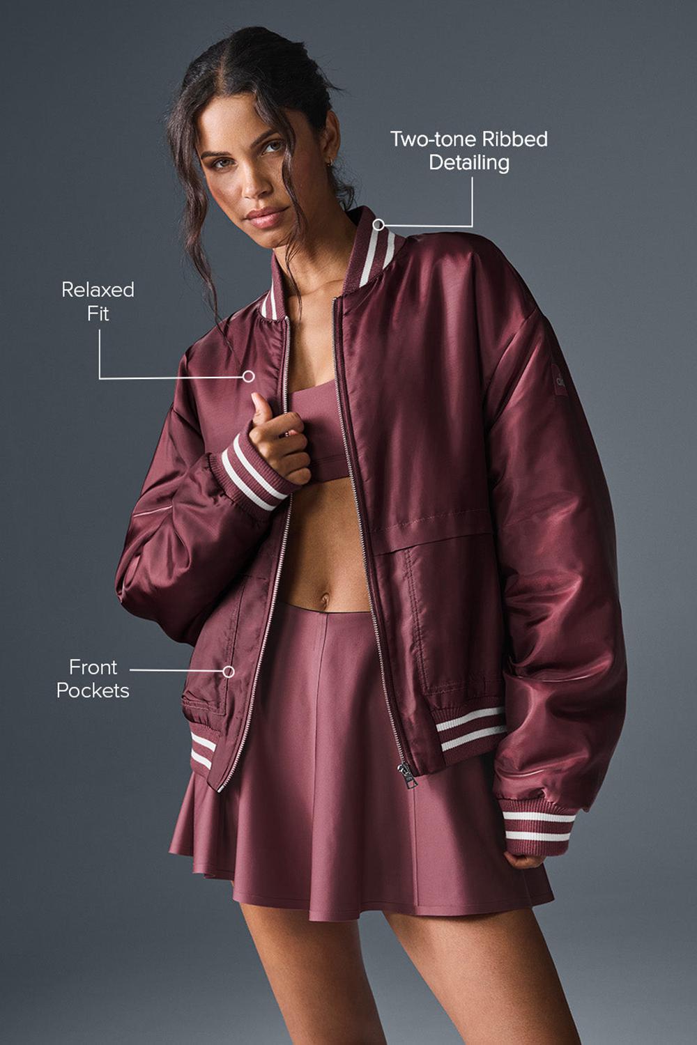 Alo Yoga Afterglow Varsity Donna Giacca Bordeaux | Italia  BTK-218597