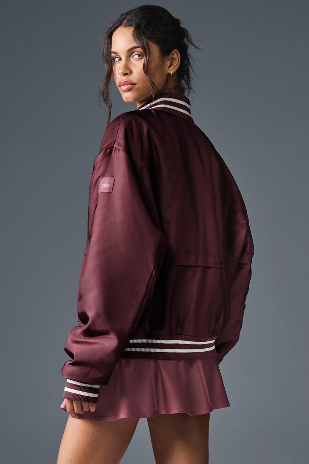 Alo Yoga Afterglow Varsity Donna Giacca Bordeaux | Italia  BTK-218597