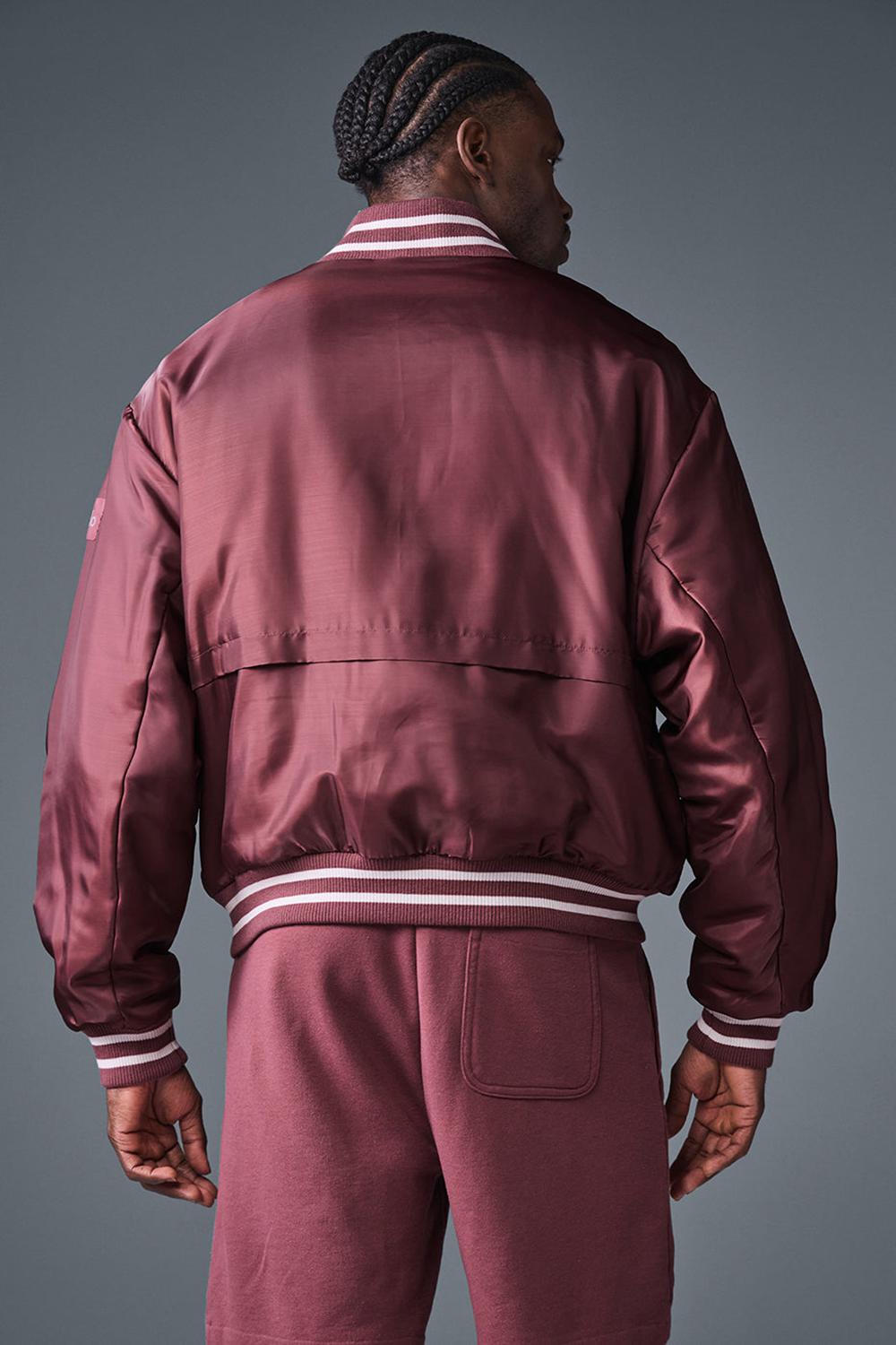Alo Yoga Afterglow Varsity Uomo Giacca Bordeaux | Italia  UTX-209738