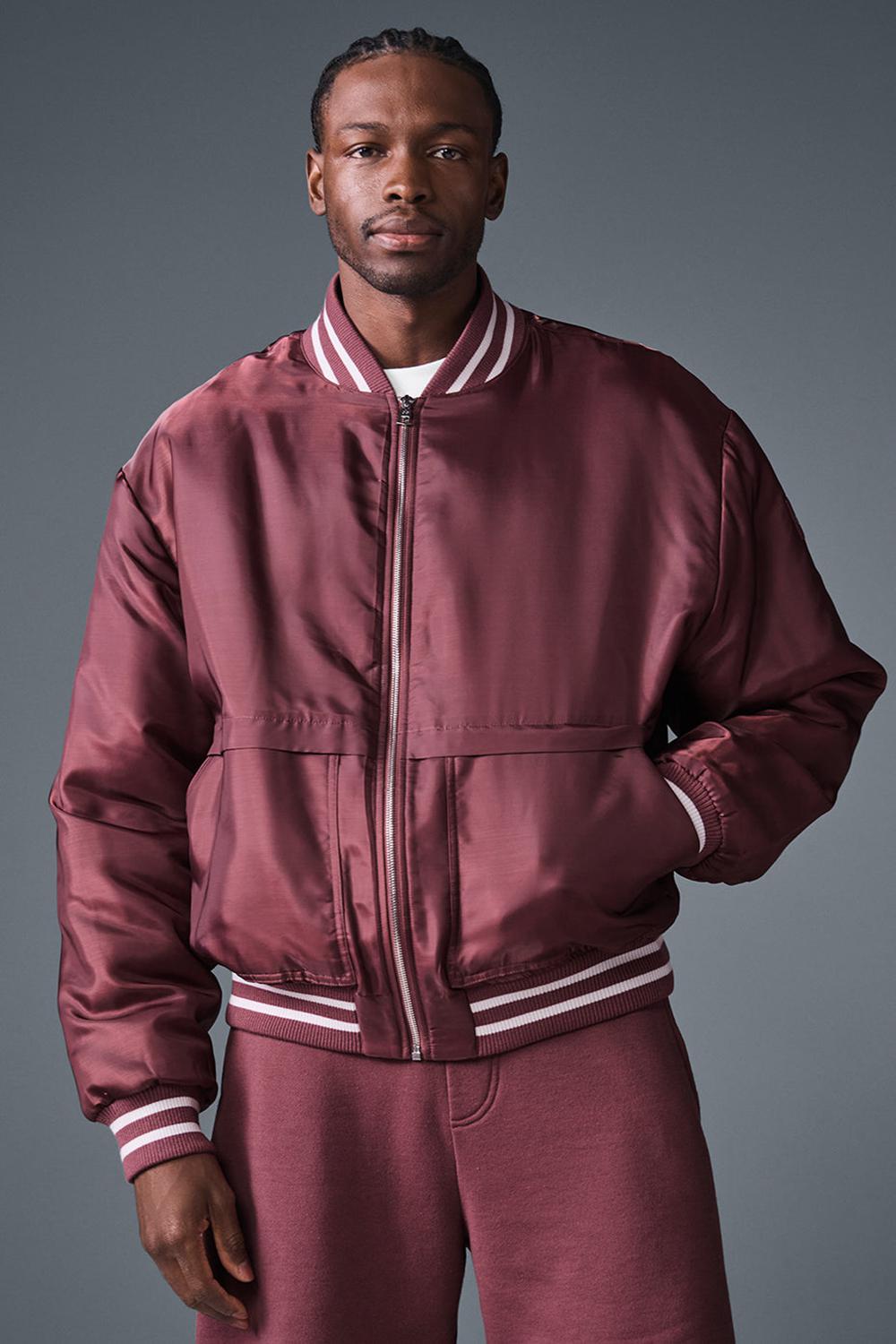 Alo Yoga Afterglow Varsity Uomo Giacca Bordeaux | Italia  UTX-209738