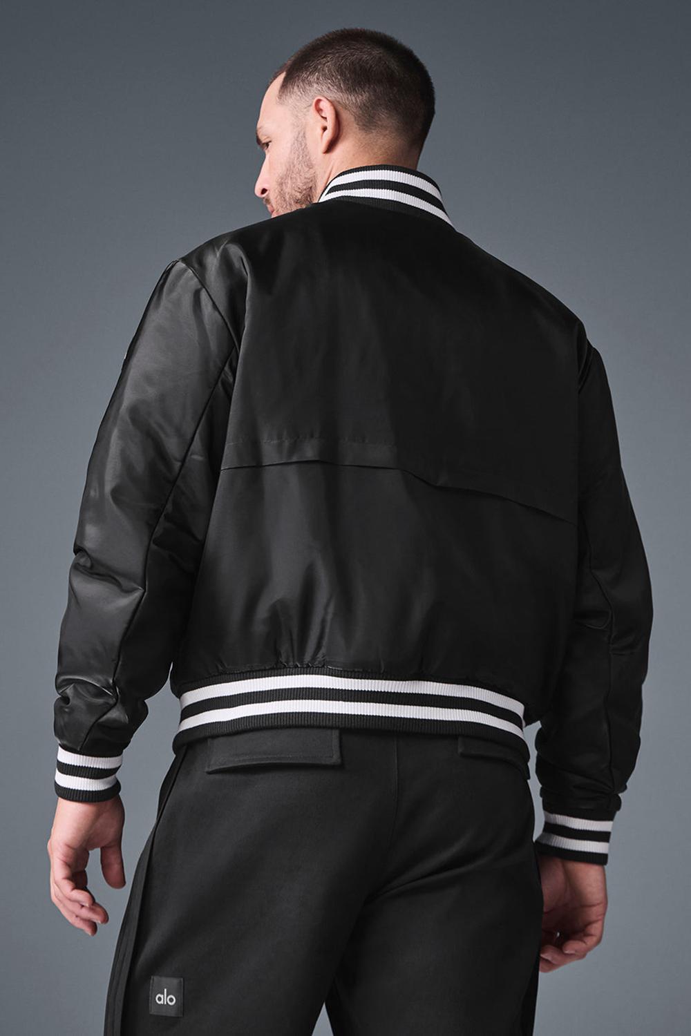 Alo Yoga Afterglow Varsity Uomo Giacca Nere | Italia  QVI-389654