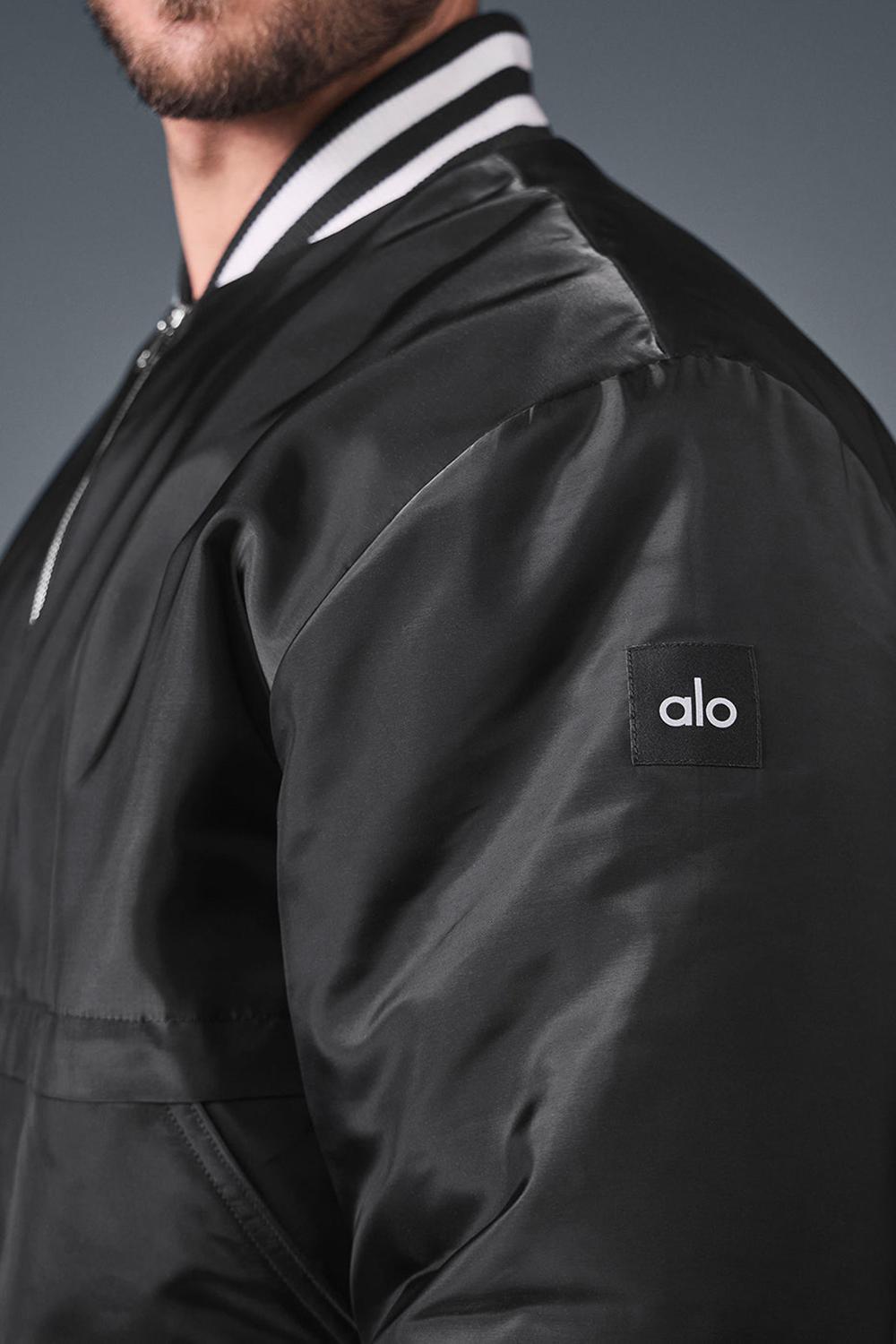 Alo Yoga Afterglow Varsity Uomo Giacca Nere | Italia  QVI-389654