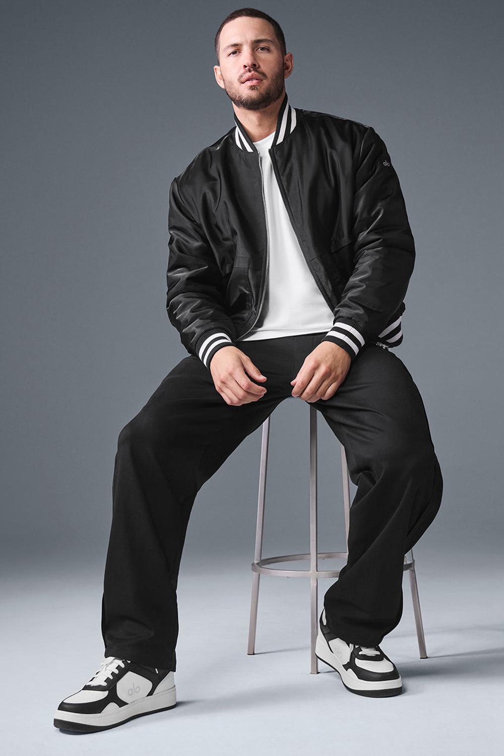 Alo Yoga Afterglow Varsity Uomo Giacca Nere | Italia  QVI-389654