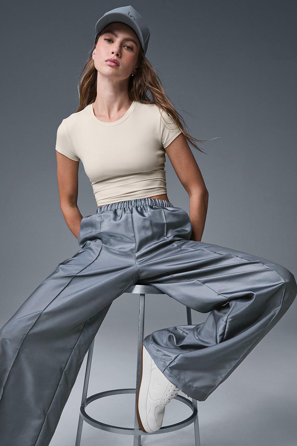 Alo Yoga Afterglow Wide Leg Track Donna Felpa con Cappuccio Grigie | Italia  BMH-386719