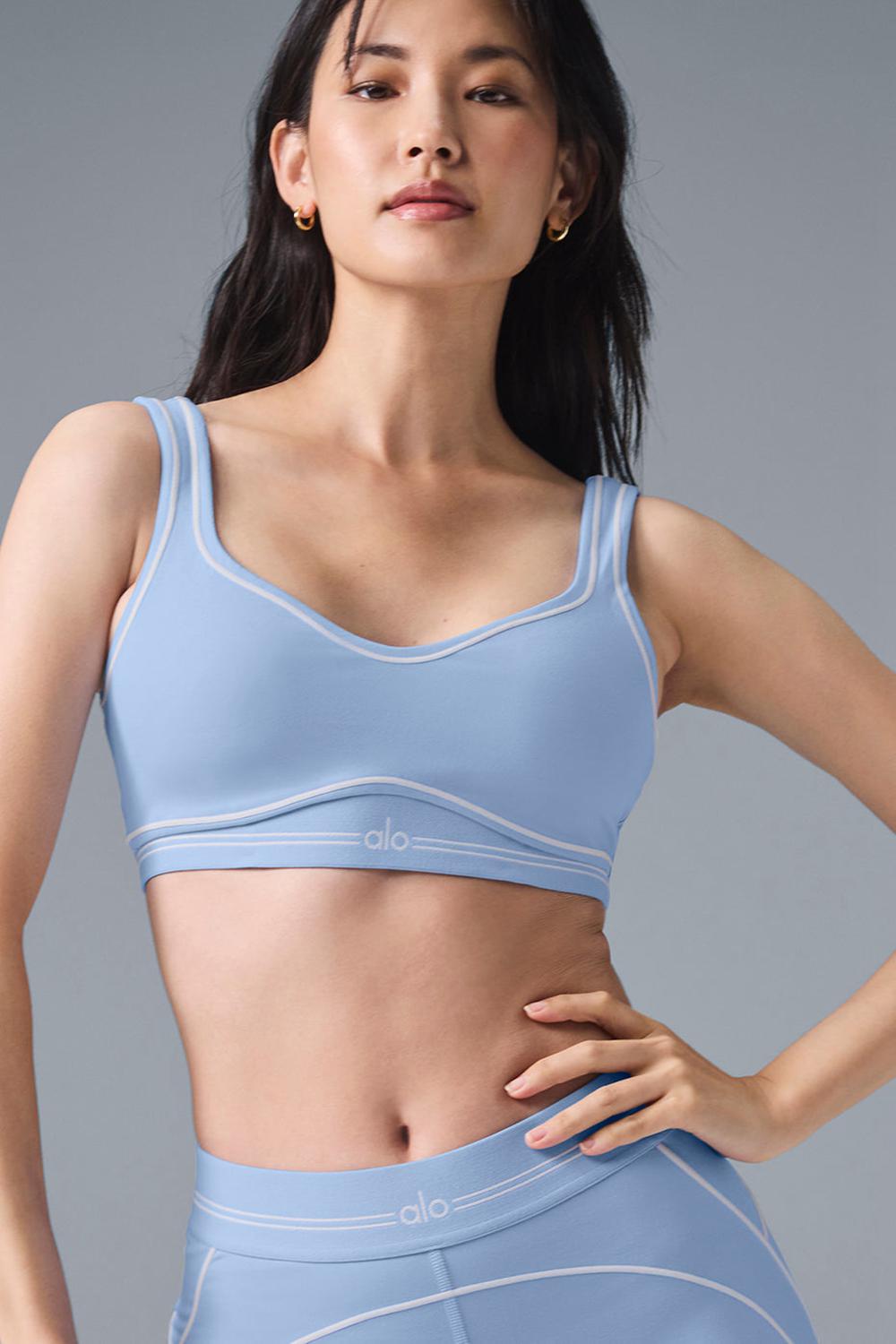 Alo Yoga Airbrush Heart Throb Donna Reggiseno Blu Bianche | Italia  QWY-916427