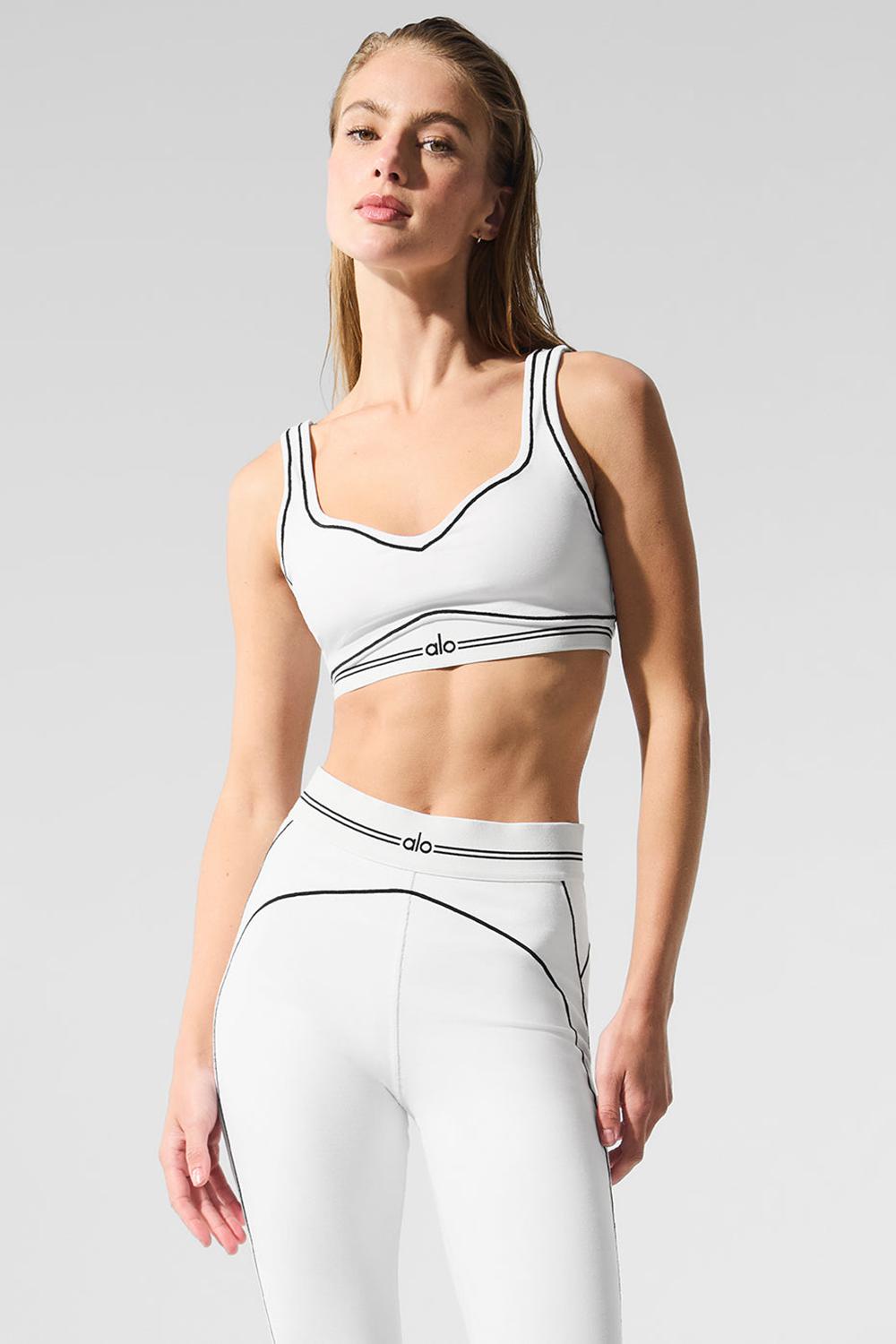 Alo Yoga Airbrush Heart Throb Donna Reggiseno Bianche Nere | Italia  BTC-629410