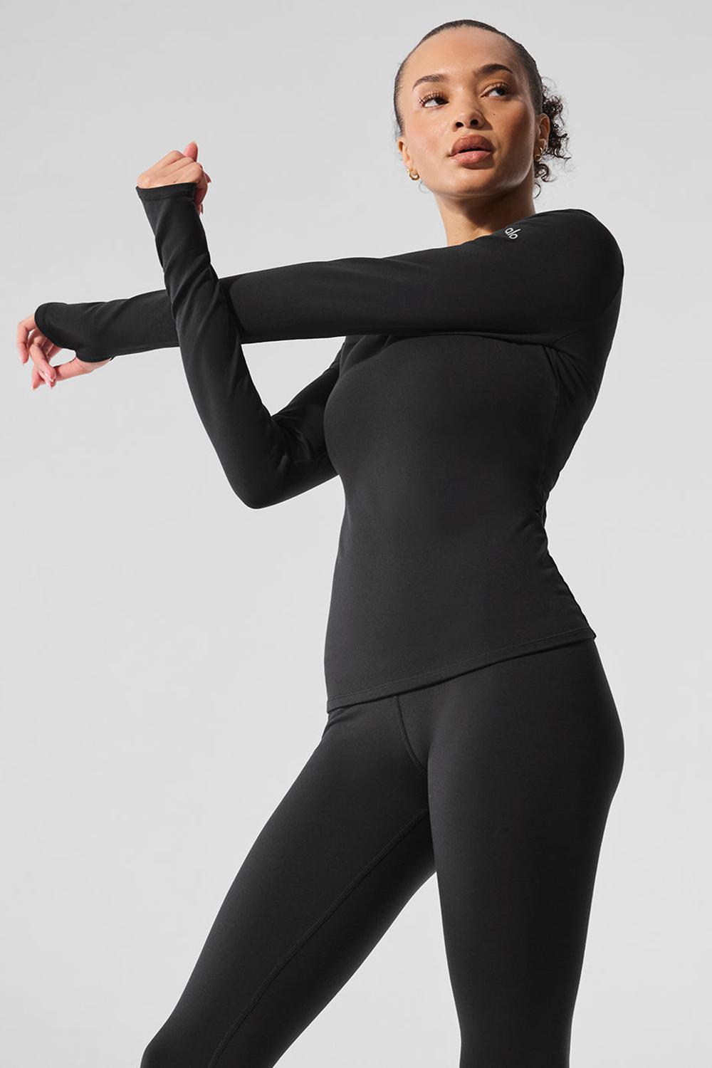 Alo Yoga Airbrush Winter Warm Nocturne Donna Maniche Lunghe Nere | Italia  MBR-725609