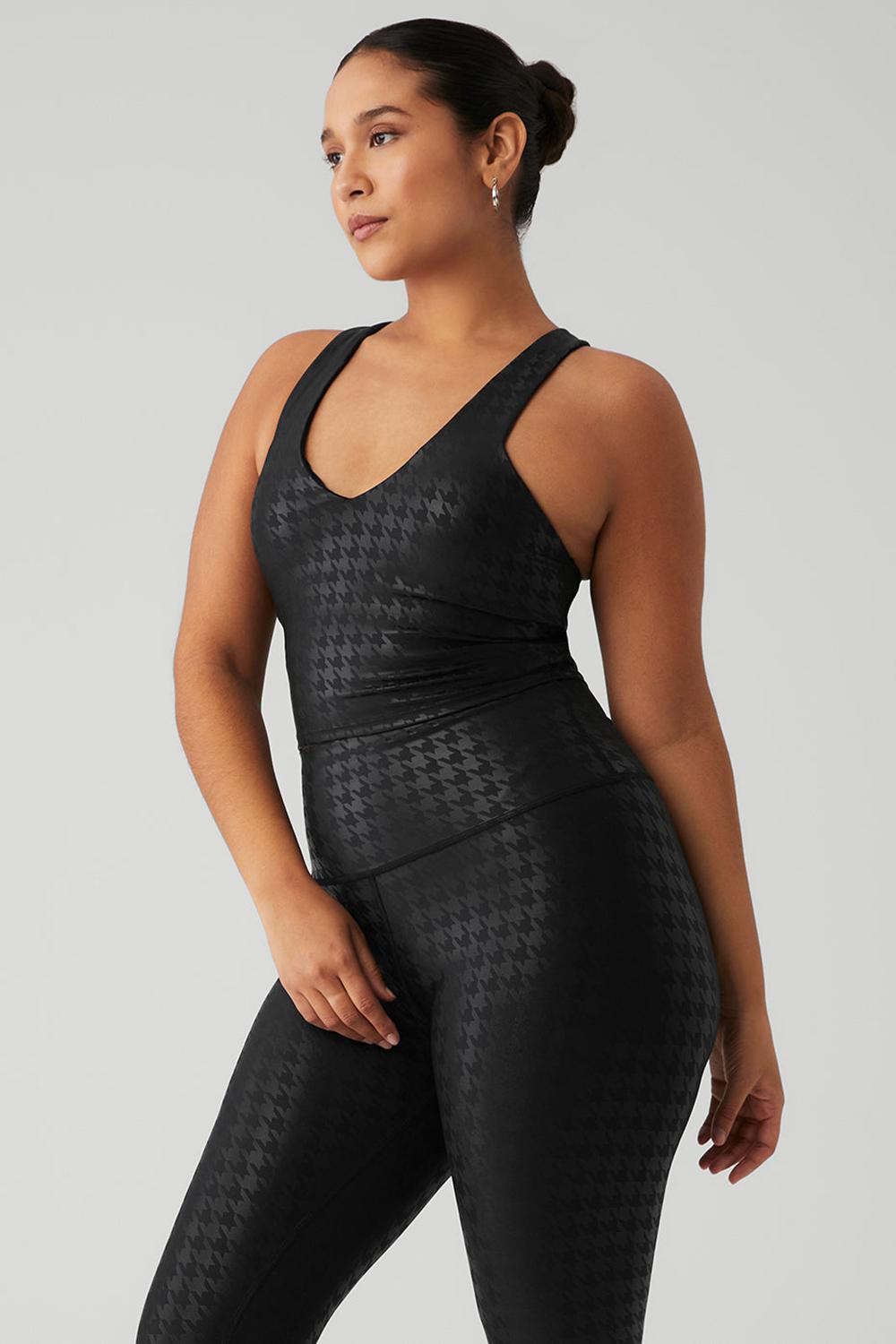 Alo Yoga Airlift Glimmer Houndstooth Real Donna Bra Tank Nere | Italia  DSF-580497