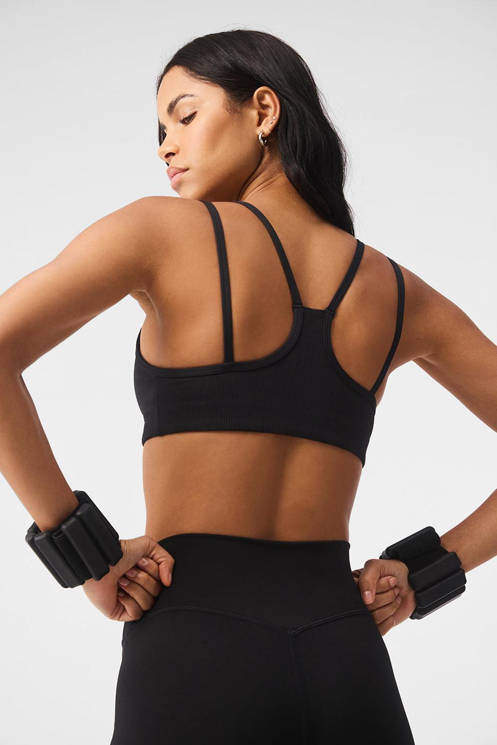 Alo Yoga Airlift Ribbed Jump Start V-Neck Donna Reggiseno Nere | Italia  ZCB-835417