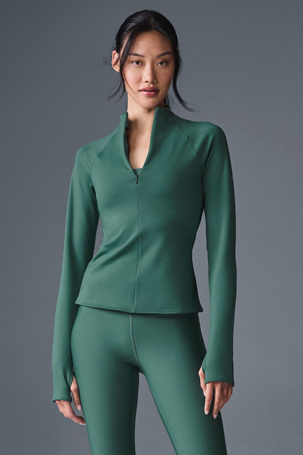 Alo Yoga Airlift Winter Warm 1/4 Zip Donna Maniche Lunghe Winter Ivy | Italia  EFR-296143