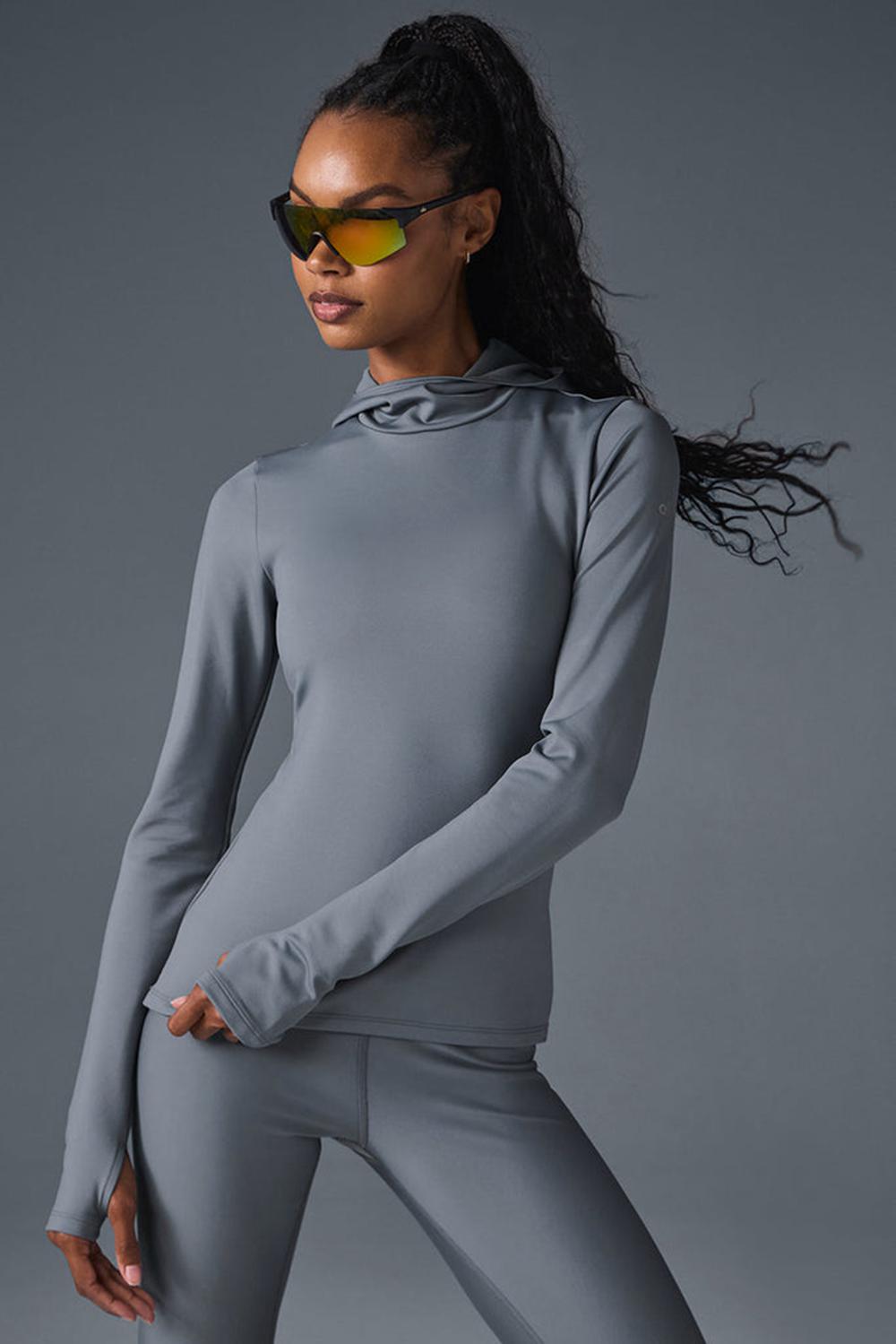 Alo Yoga Airlift Winter Warm Hooded Donna Felpa con Cappuccio Grigie | Italia  UVJ-903856