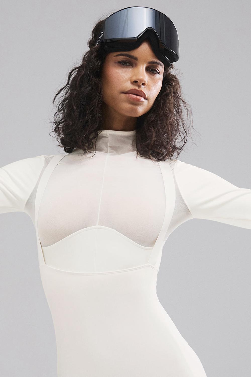 Alo Yoga Airlift Winter Warm Mesh Ski Time Donna Maniche Lunghe Ivory | Italia  FYB-574216