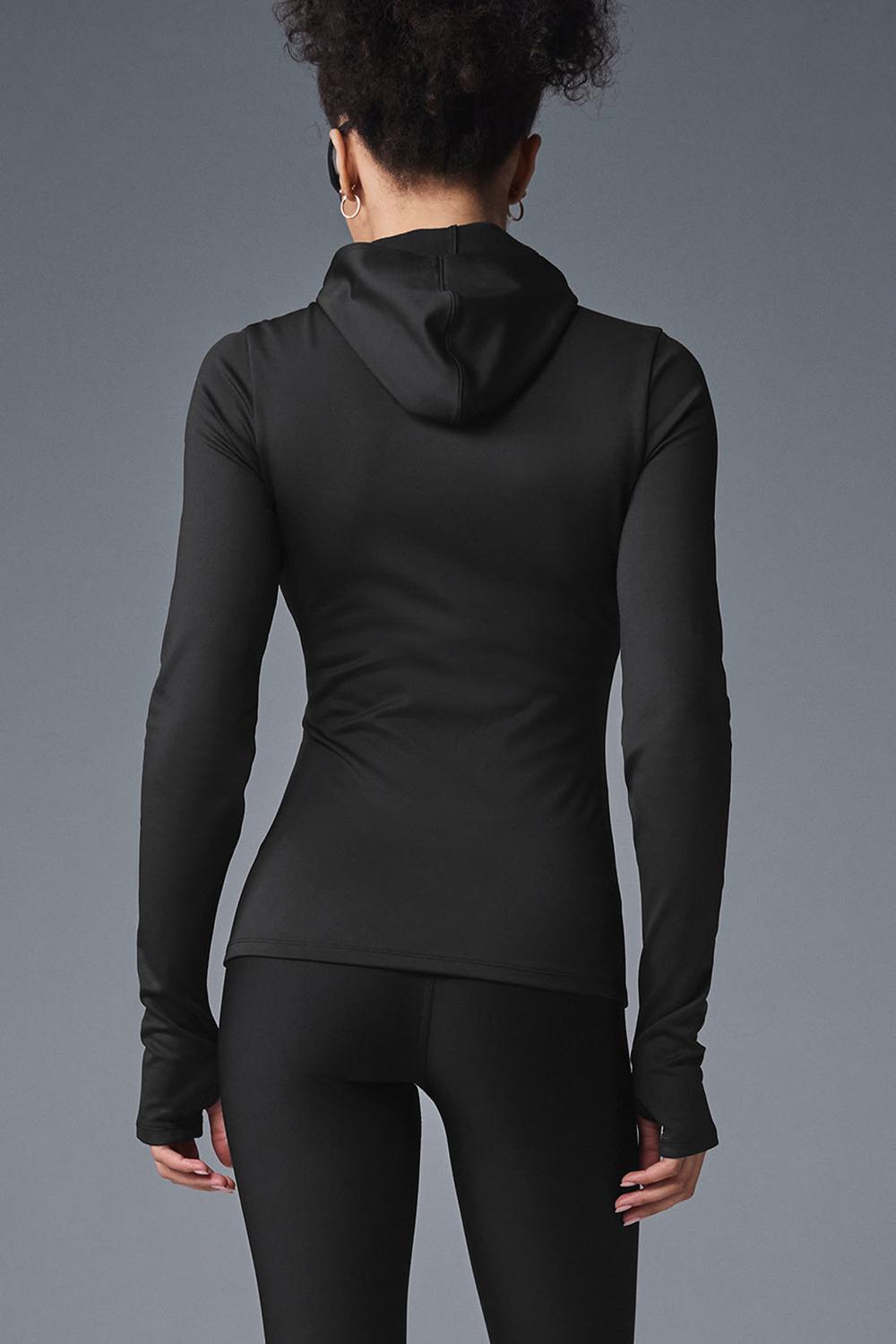 Alo Yoga Airlift Winter Warm Runner Donna Felpa con Cappuccio Nere | Italia  TFQ-395480