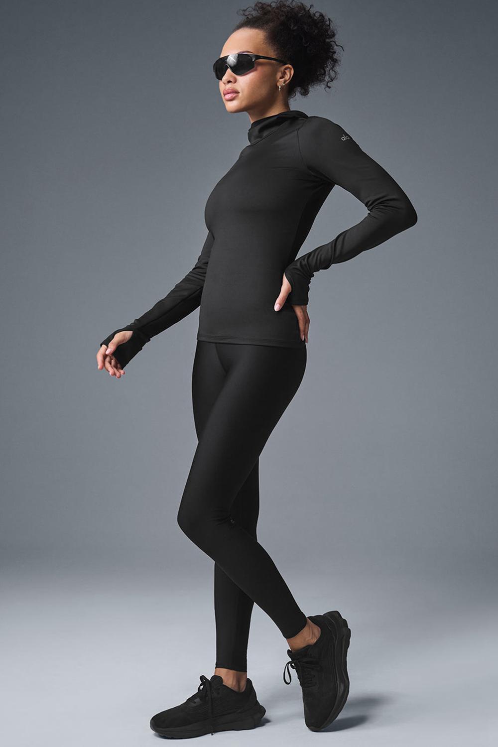 Alo Yoga Airlift Winter Warm Runner Donna Felpa con Cappuccio Nere | Italia  TFQ-395480