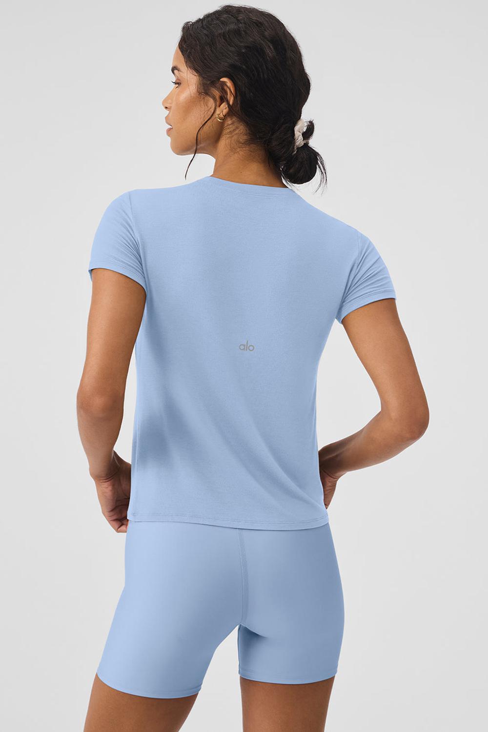 Alo Yoga All Day Donna Short Sleeve Blu | Italia  BVW-167058