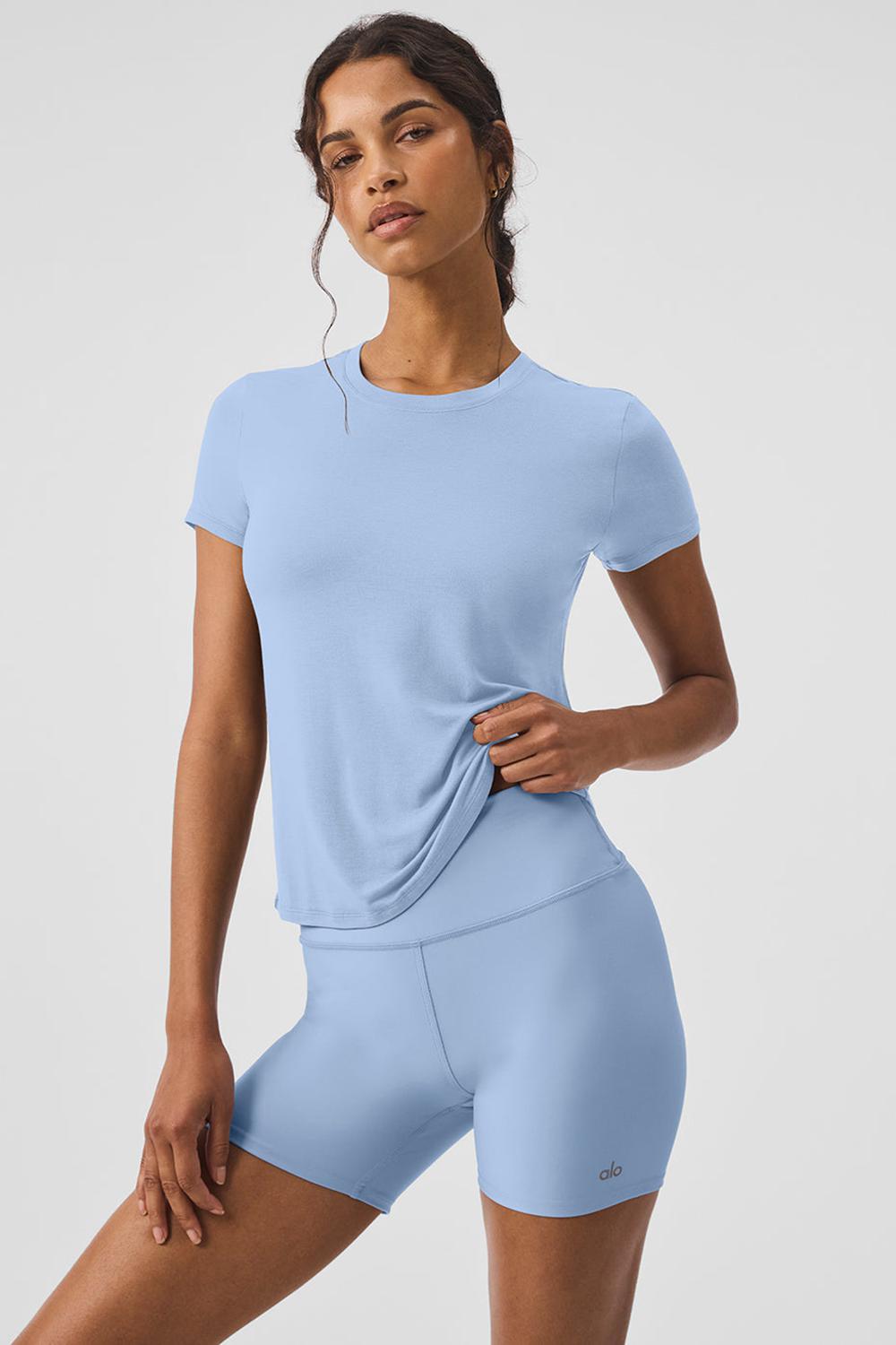 Alo Yoga All Day Donna Short Sleeve Blu | Italia  BVW-167058