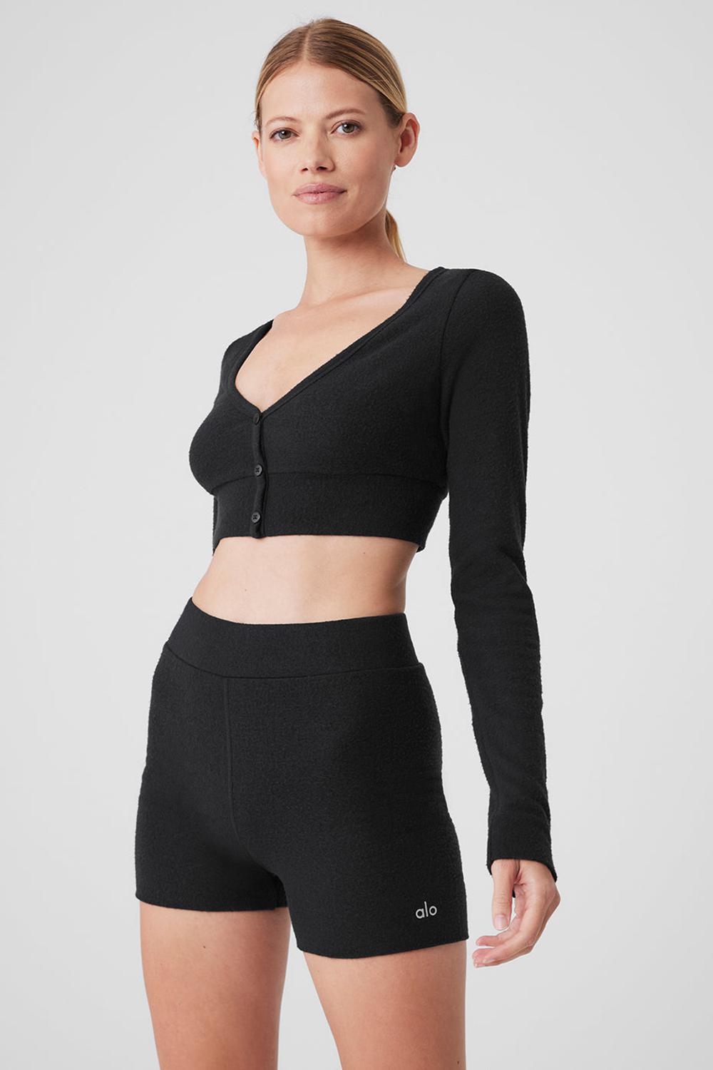 Alo Yoga Alolux Cropped Me Time Donna Cardigan Nere | Italia  OGA-673159