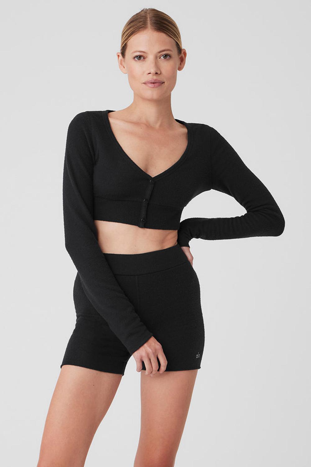 Alo Yoga Alolux Cropped Me Time Donna Cardigan Nere | Italia  OGA-673159