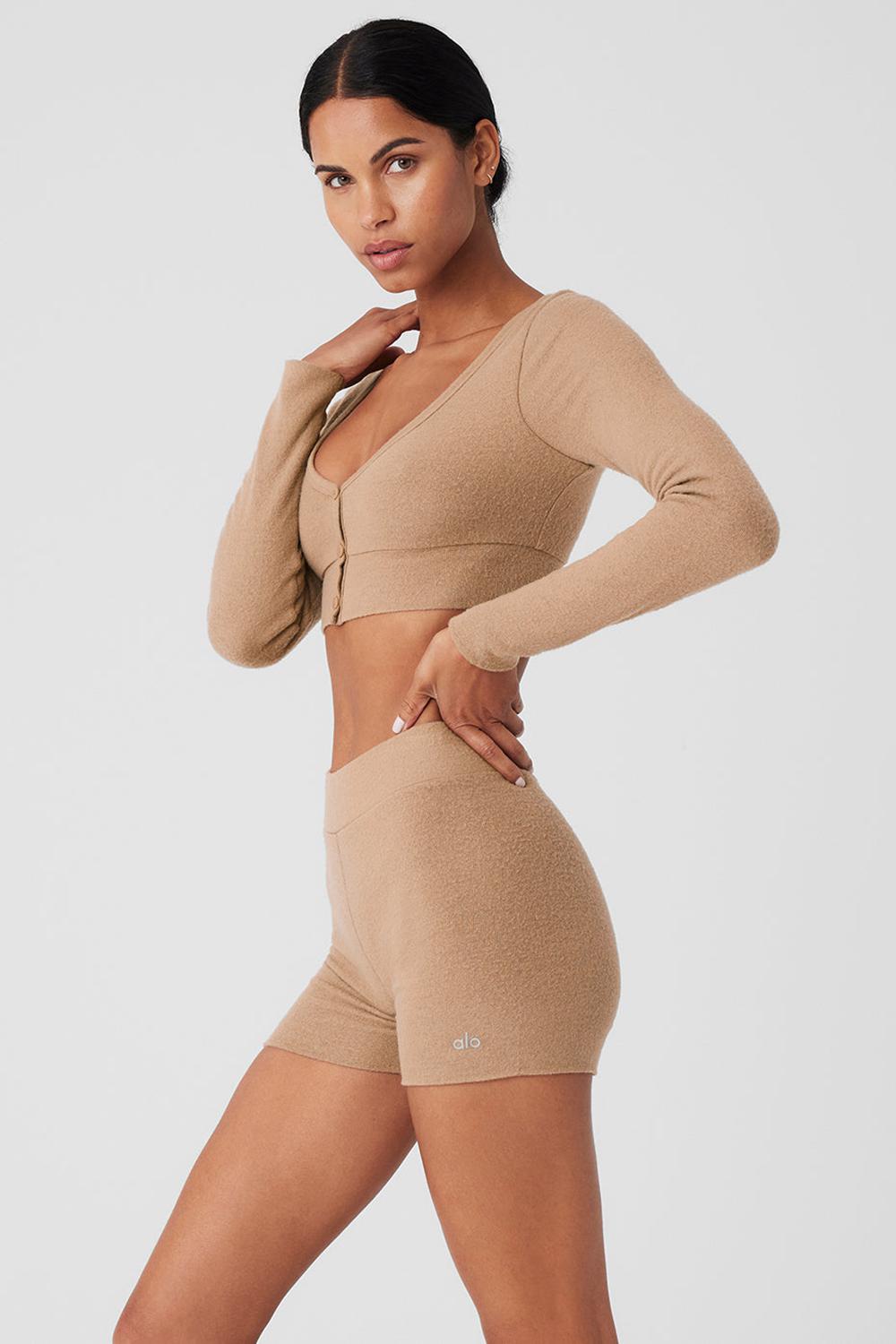 Alo Yoga Alolux Cropped Me Time Donna Cardigan Toasted Almond | Italia  YDF-287931