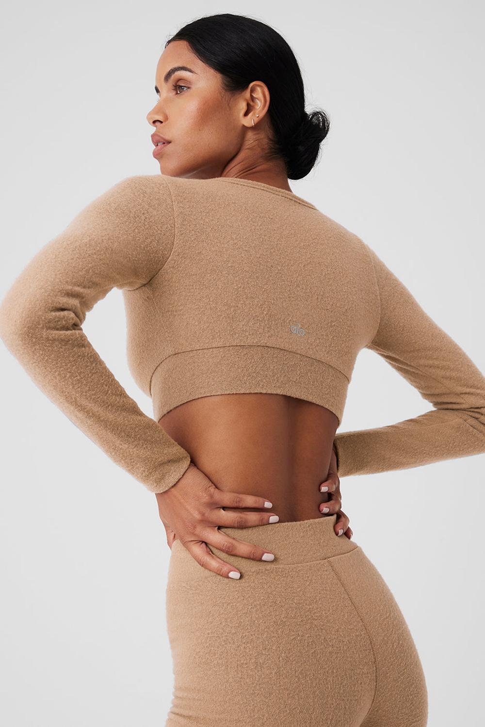 Alo Yoga Alolux Cropped Me Time Donna Cardigan Toasted Almond | Italia  YDF-287931