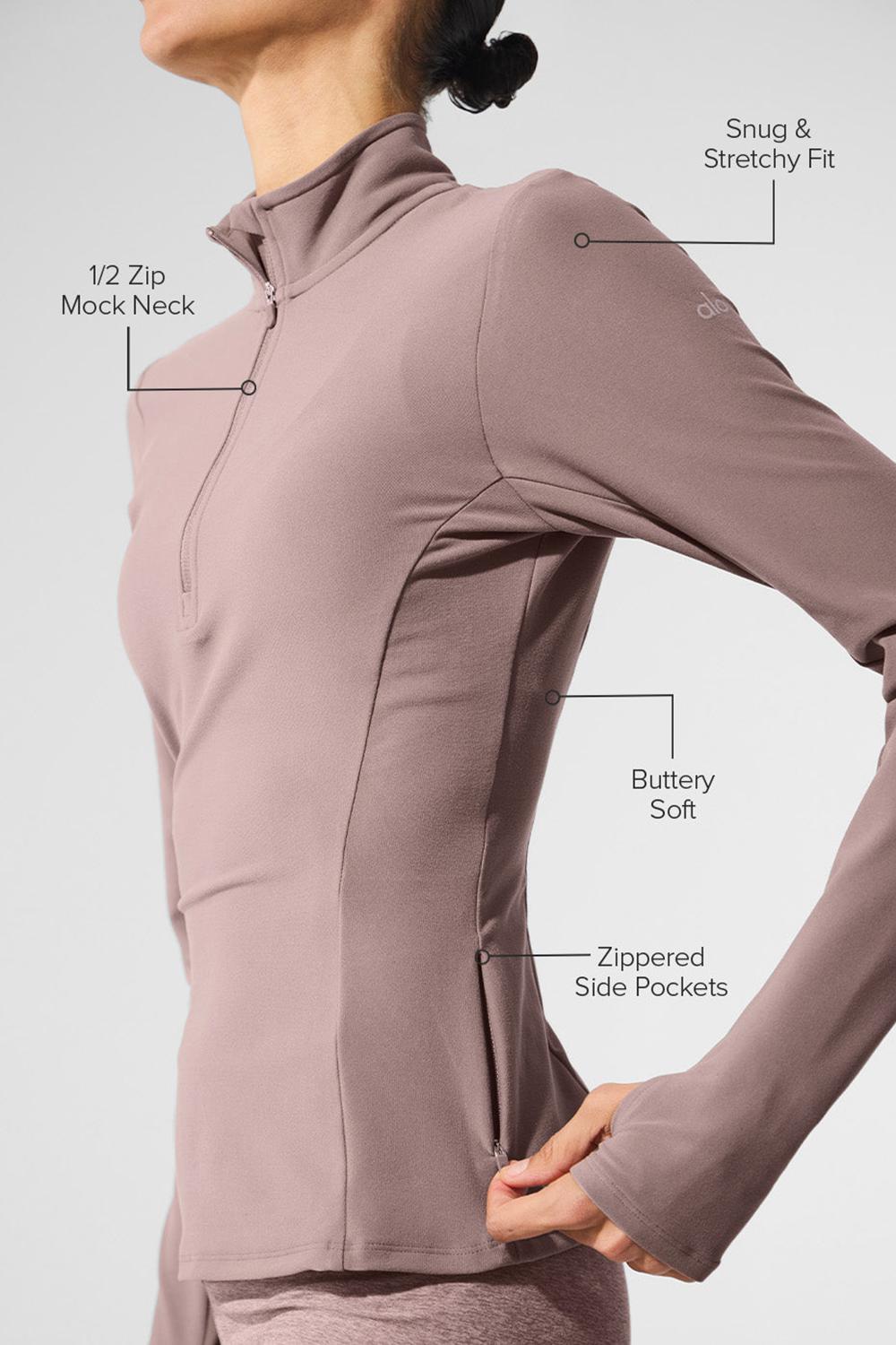Alo Yoga Alosoft 1/2 Zip Rapid Donna Pullover Mushroom | Italia  MQG-382054