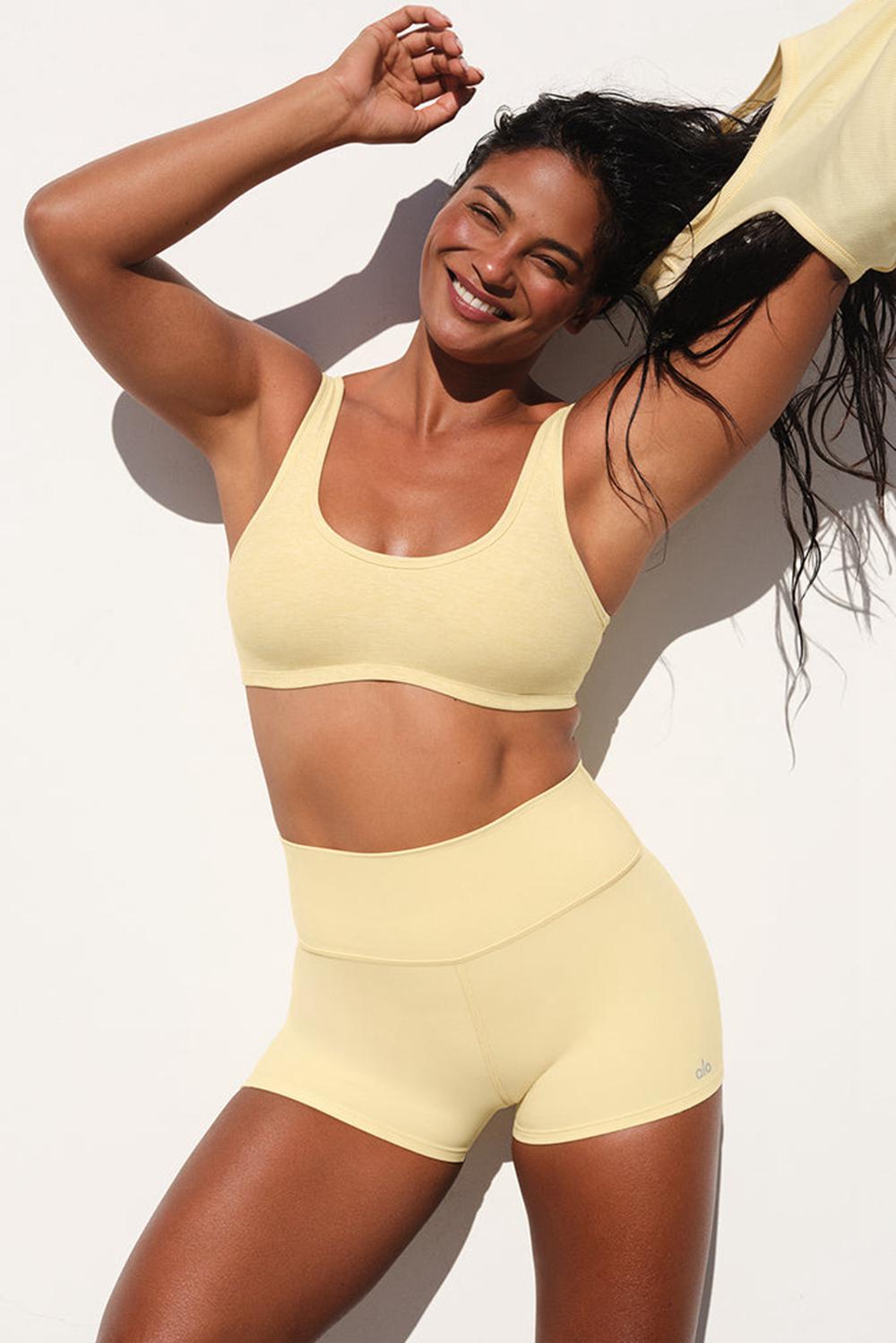 Alo Yoga Alosoft Center Stage Donna Reggiseno Warm Butter Heather | Italia  ZME-786132