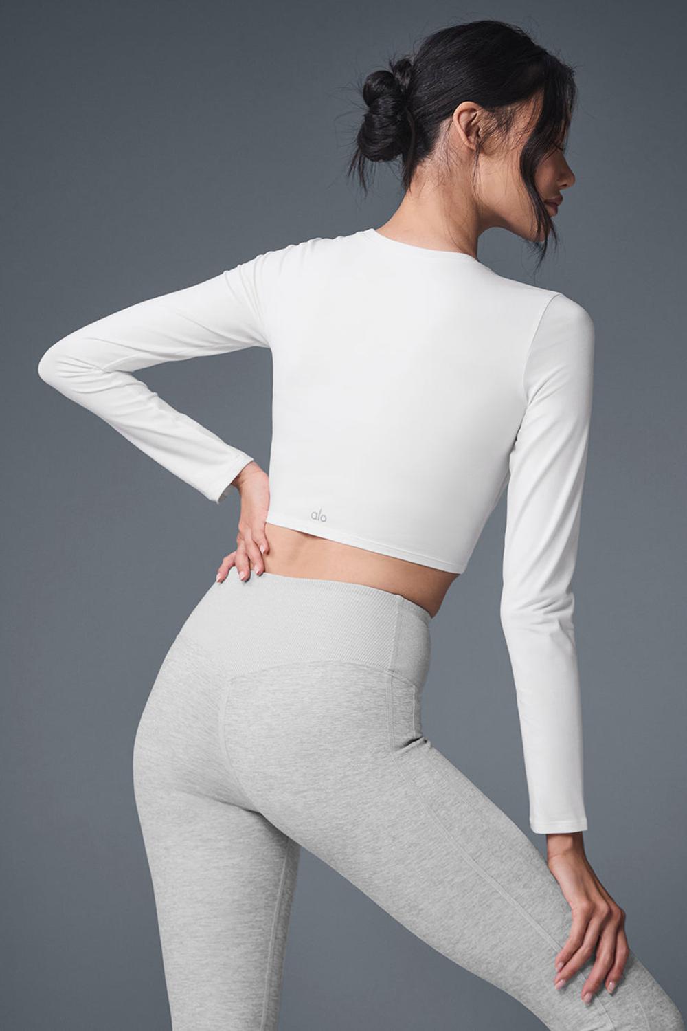 Alo Yoga Alosoft Crop Finesse Donna Maniche Lunghe Bianche | Italia  NYM-094268