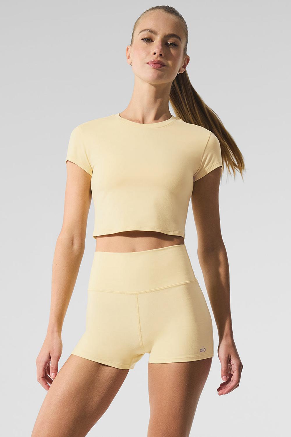 Alo Yoga Alosoft Crop Finesse Donna Short Sleeve Warm Butter | Italia  CQB-093467