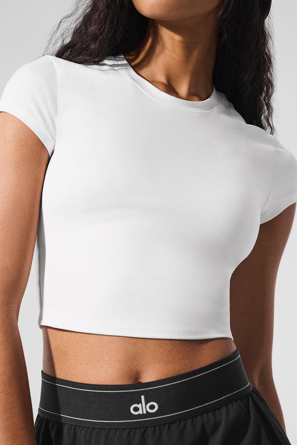 Alo Yoga Alosoft Crop Finesse Donna Short Sleeve Bianche | Italia  XKB-413675