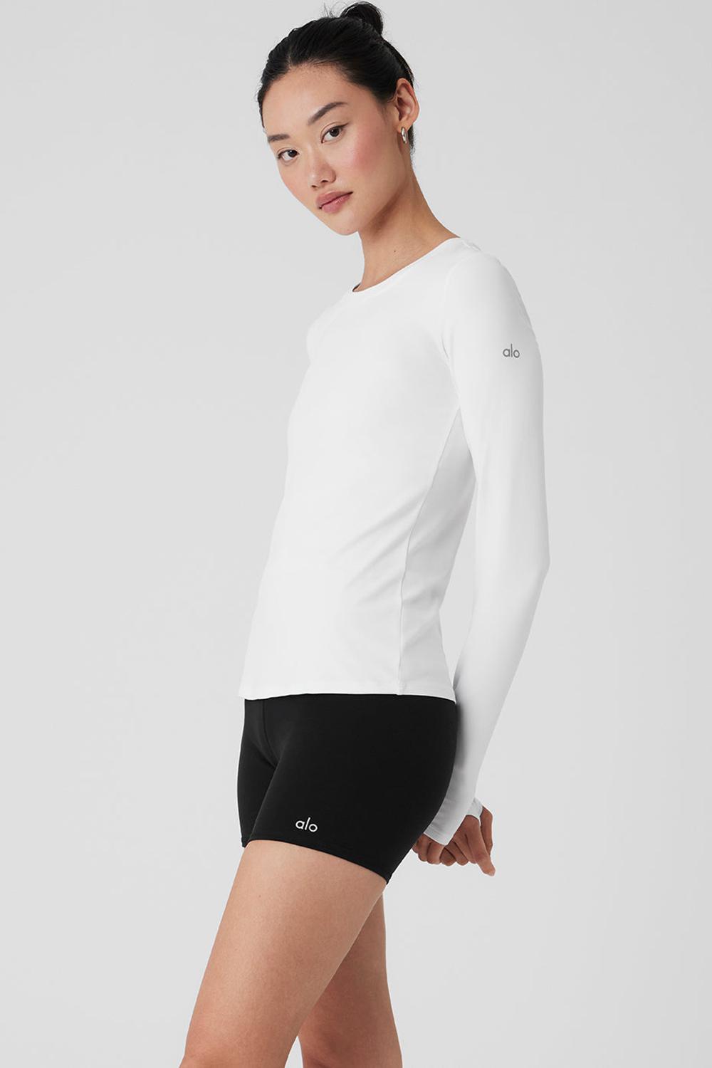 Alo Yoga Alosoft Finesse Donna Maniche Lunghe Bianche | Italia  QFC-175284