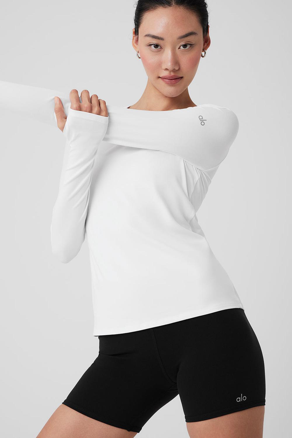 Alo Yoga Alosoft Finesse Donna Maniche Lunghe Bianche | Italia  QFC-175284