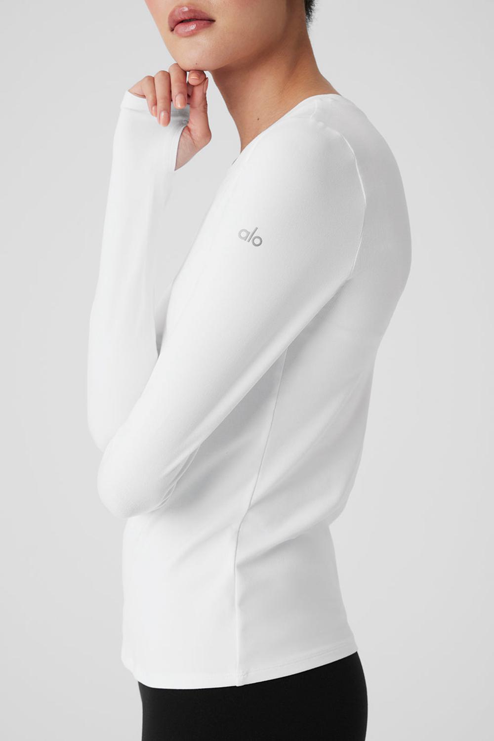 Alo Yoga Alosoft Finesse Donna Maniche Lunghe Bianche | Italia  QFC-175284