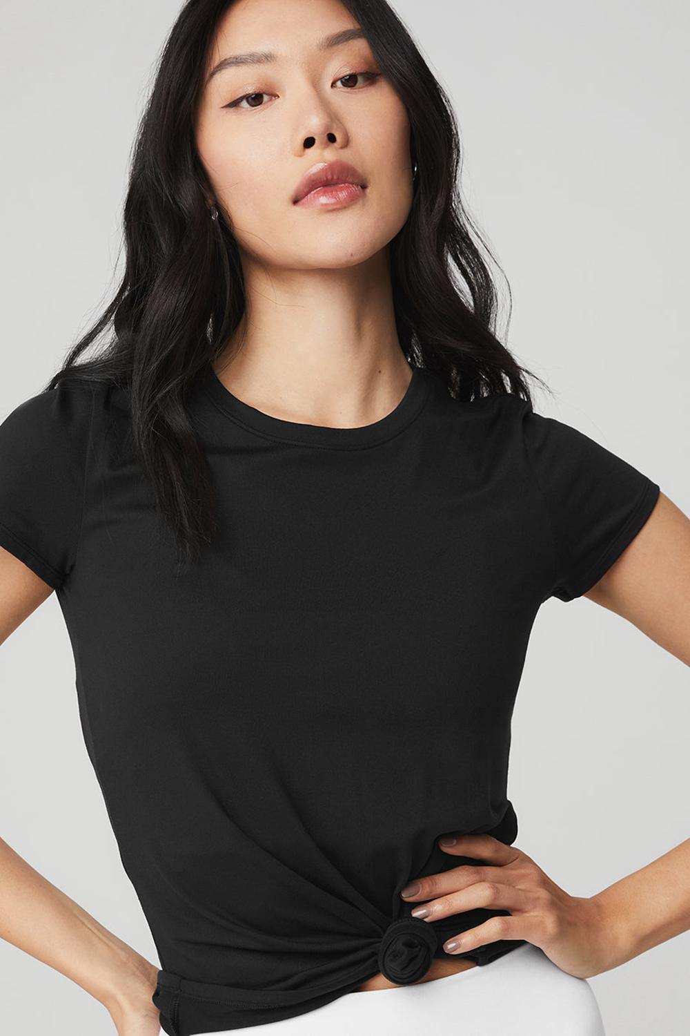 Alo Yoga Alosoft Finesse Donna Tee Nere | Italia  PTI-396258