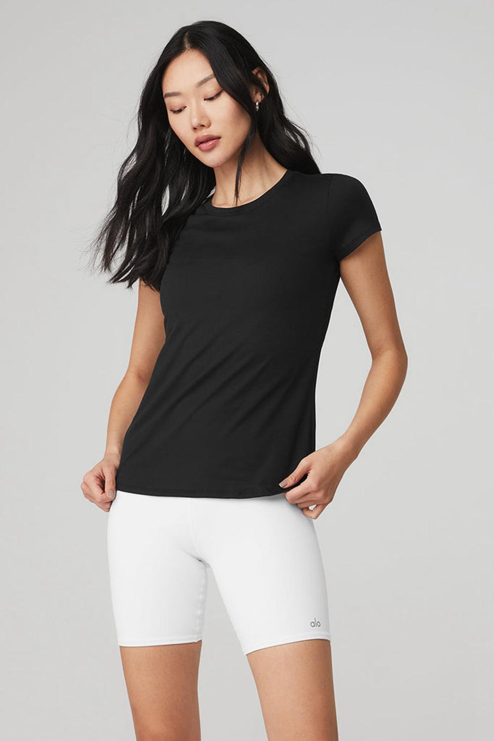 Alo Yoga Alosoft Finesse Donna Tee Nere | Italia  PTI-396258