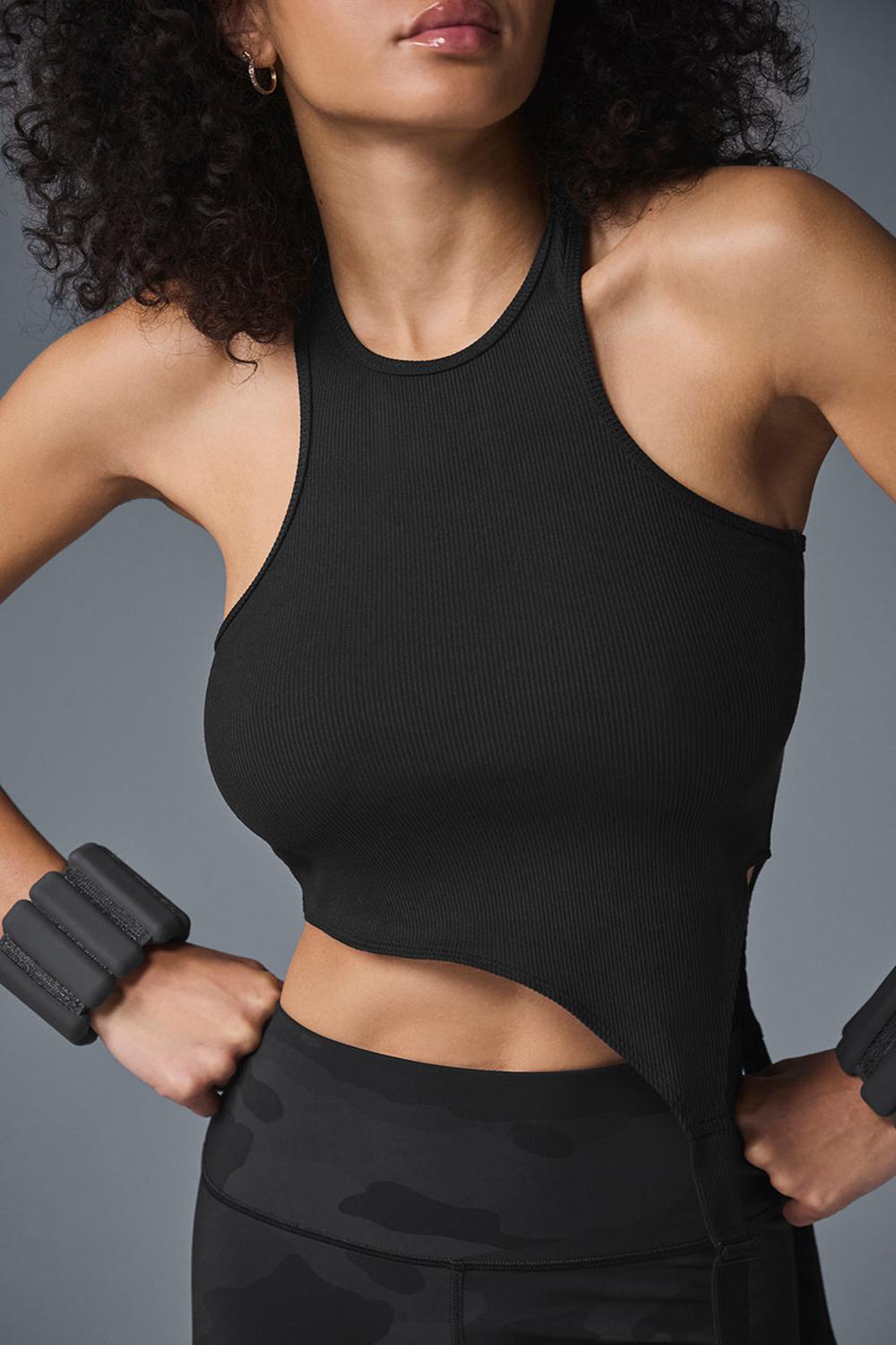 Alo Yoga Alosoft Ribbed Revelation Donna Tank Nere | Italia  XOB-354071