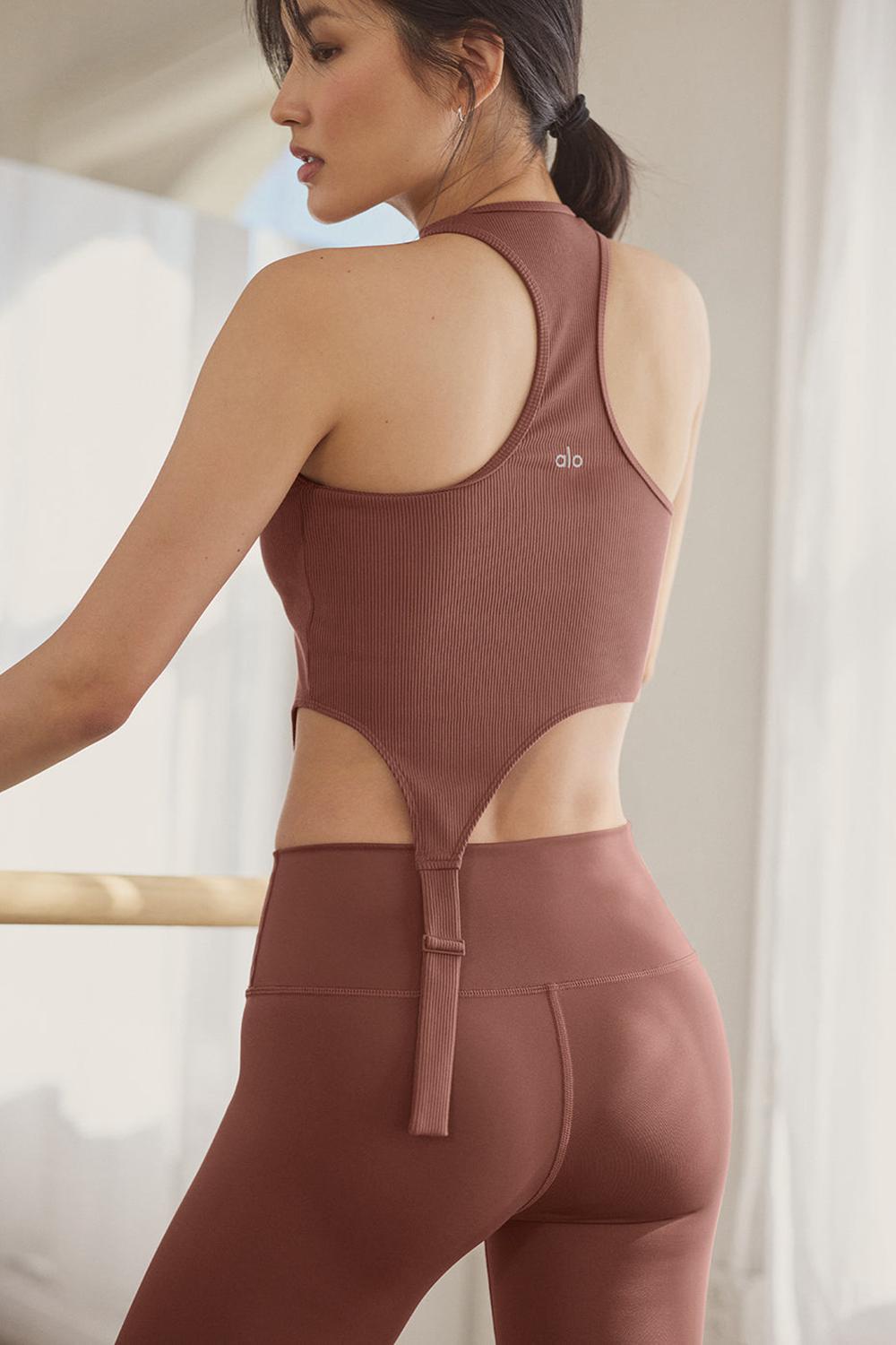 Alo Yoga Alosoft Ribbed Revelation Donna Tank Chestnut | Italia  FMI-023198