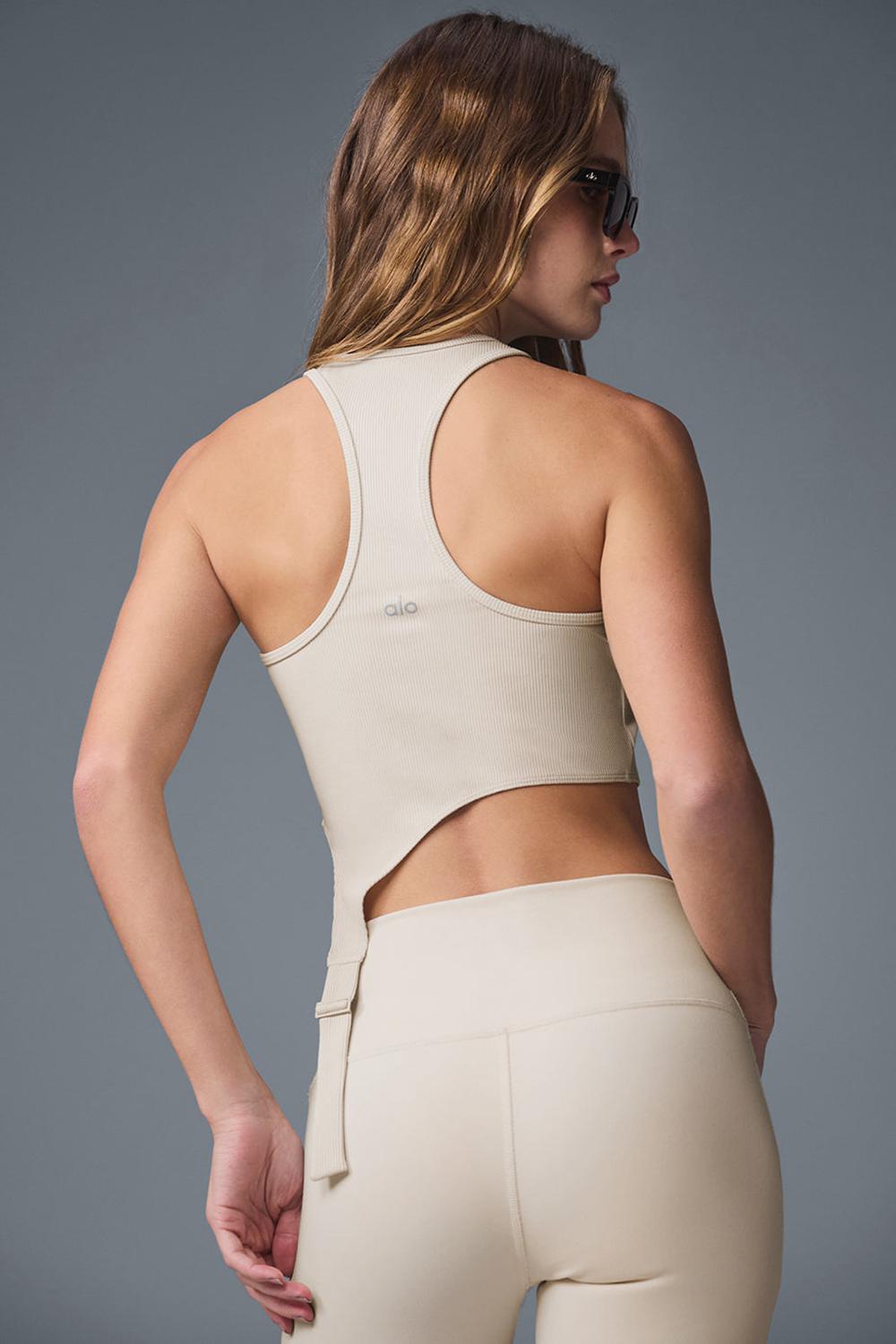 Alo Yoga Alosoft Ribbed Revelation Donna Tank Oat Milk | Italia  FUC-064591