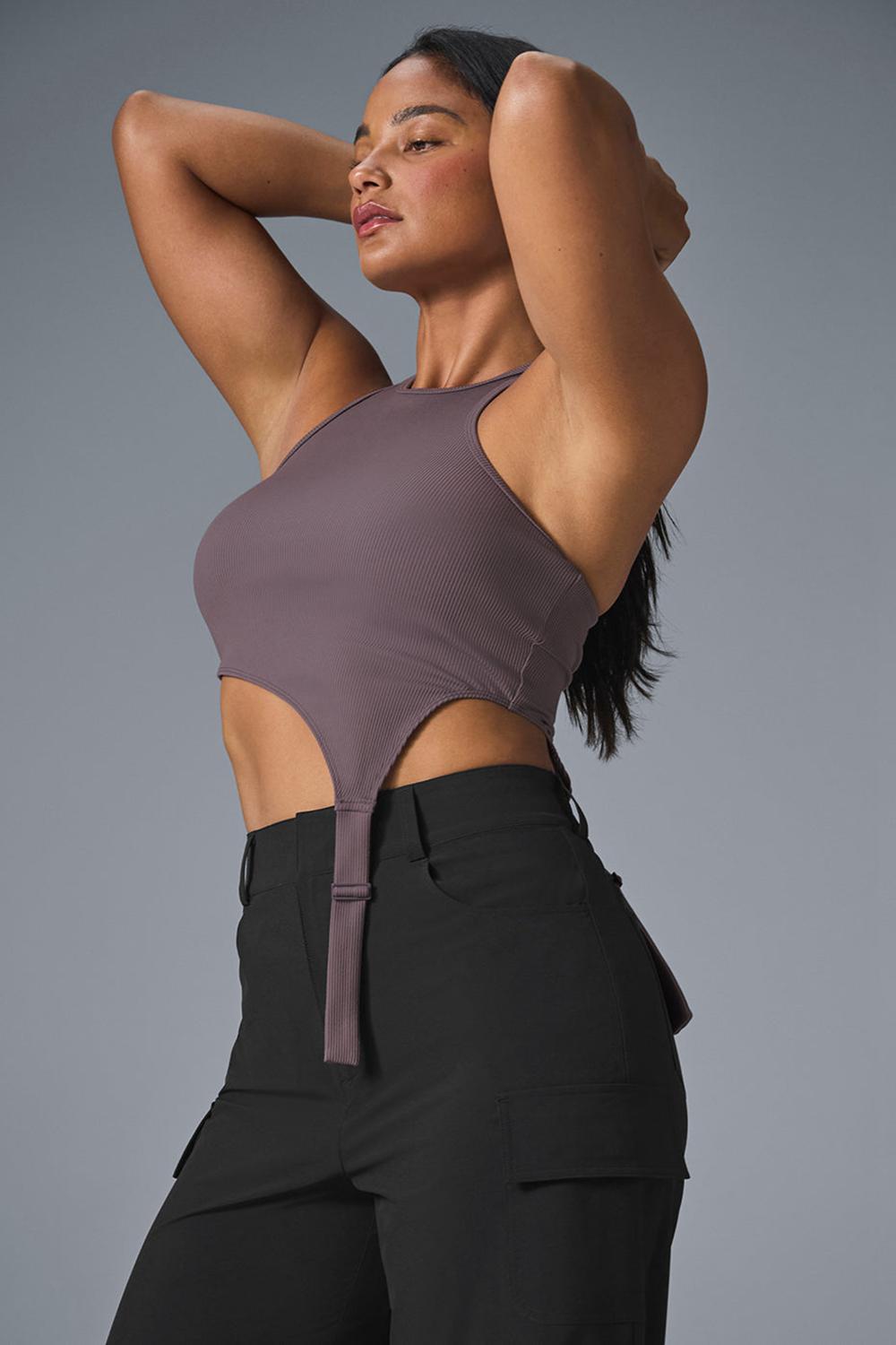 Alo Yoga Alosoft Ribbed Revelation Donna Tank Raisinette | Italia  VDQ-938756