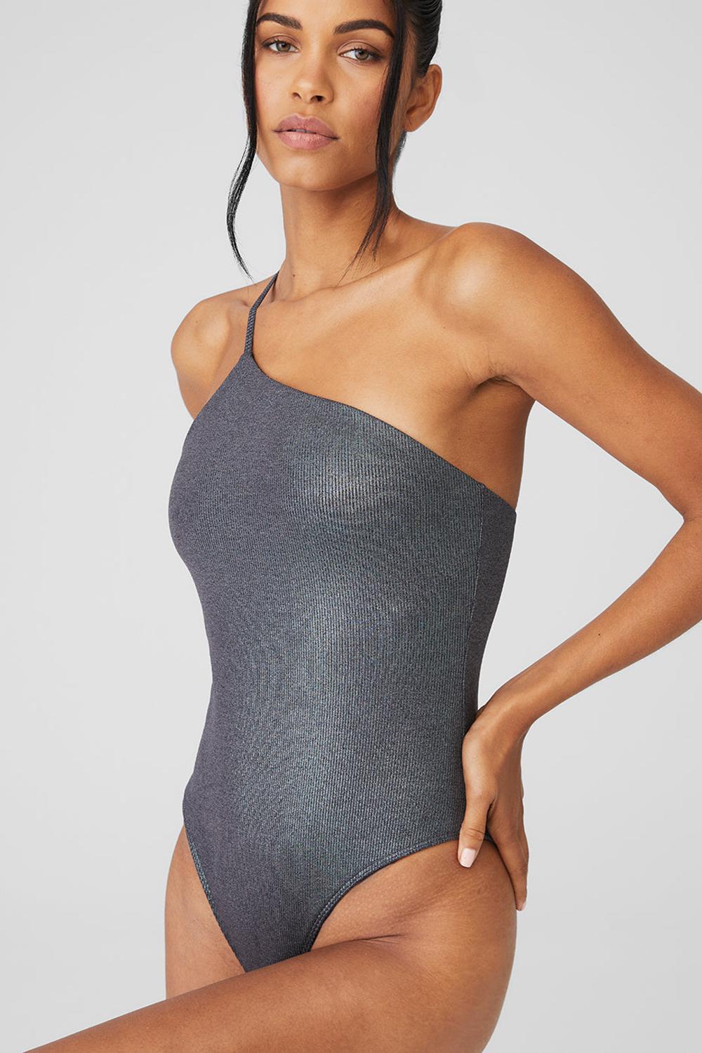 Alo Yoga Alosoft Ribbed Shimmer Plie Donna Body Grigie Scuro | Italia  FDI-687493