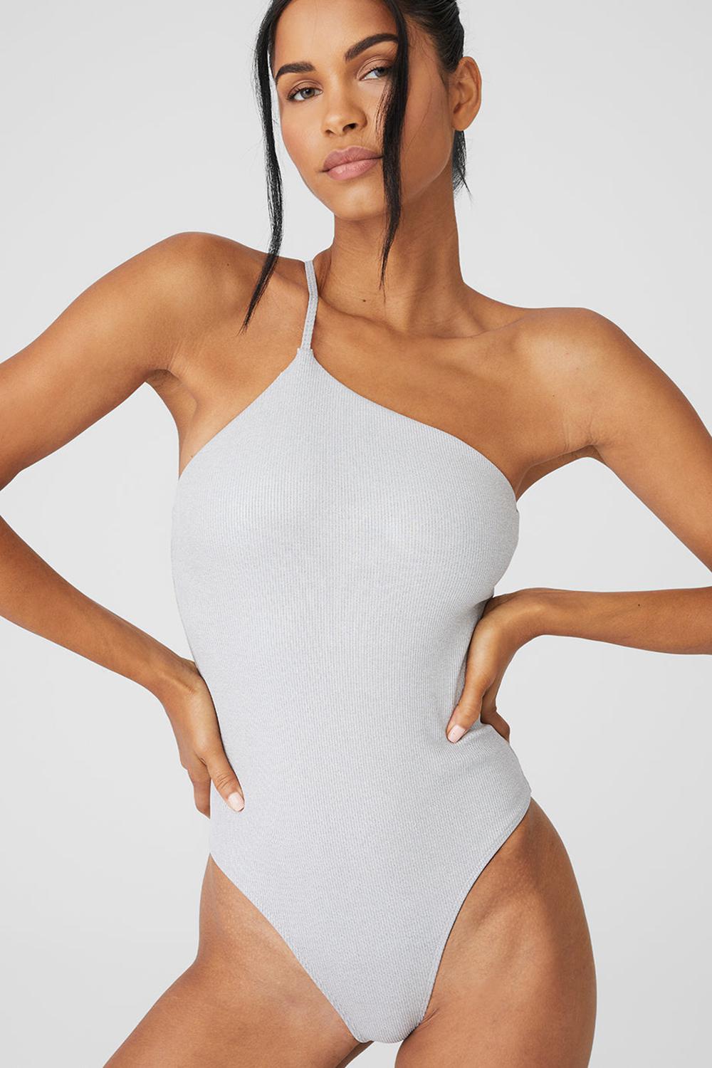 Alo Yoga Alosoft Ribbed Shimmer Plie Donna Body Grigie Chiaro | Italia  GXI-740538