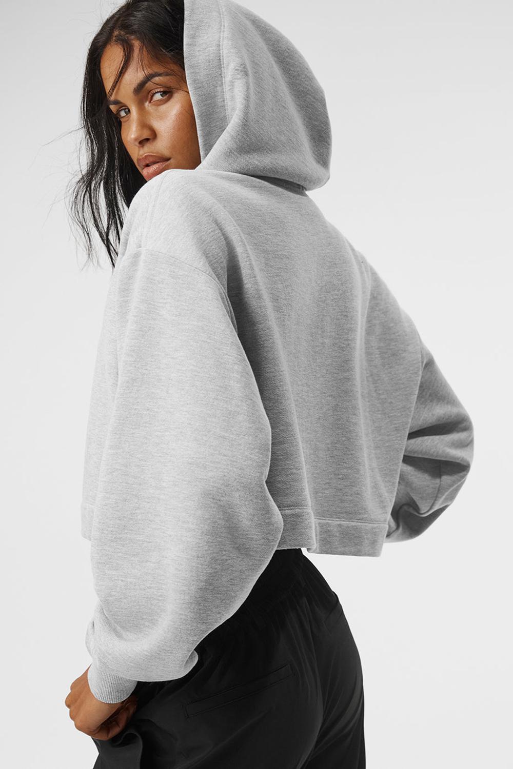 Alo Yoga Bae Donna Felpa con Cappuccio Grigie | Italia  BNE-859067