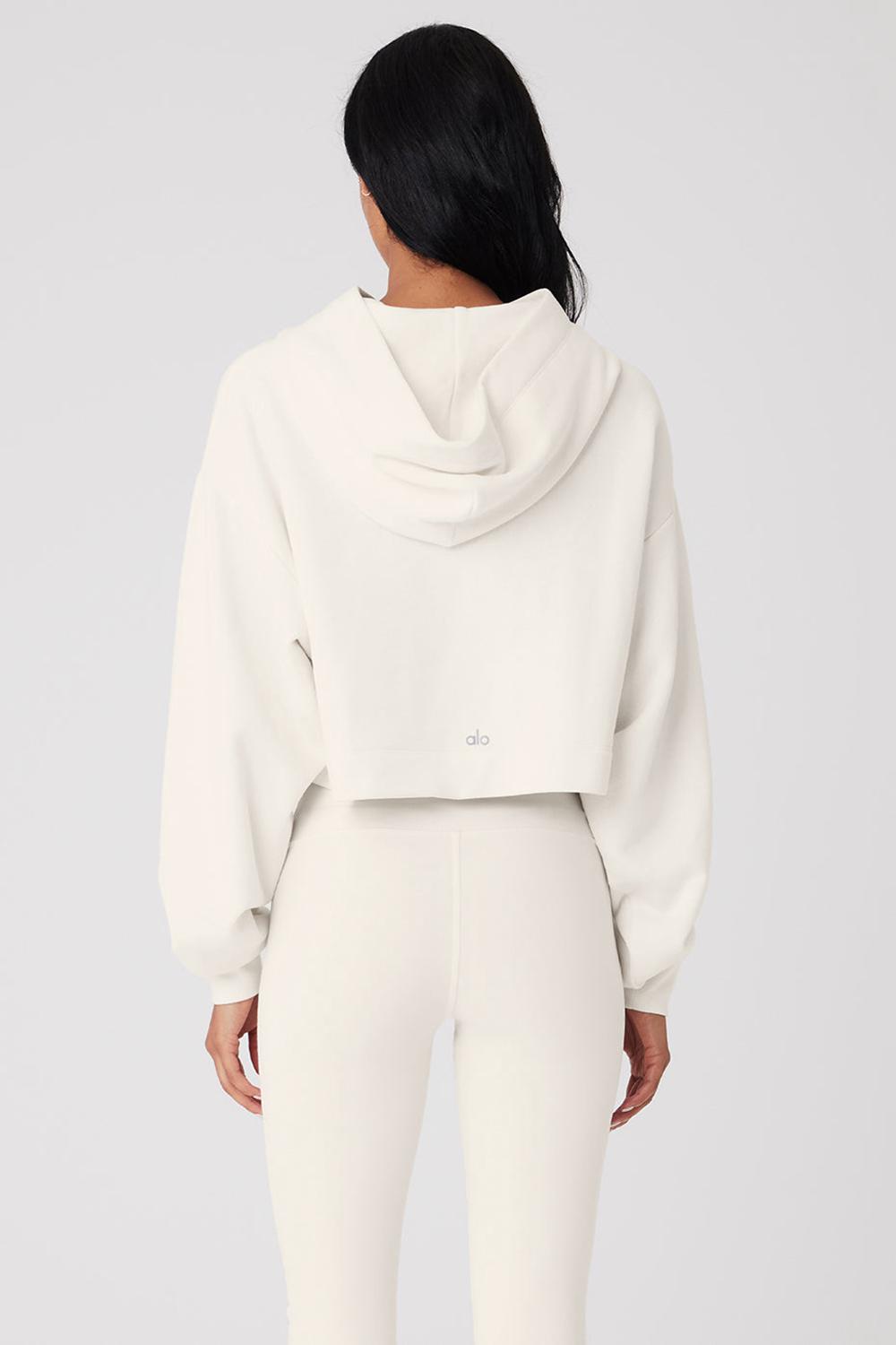 Alo Yoga Bae Donna Felpa con Cappuccio Ivory | Italia  ACT-025781